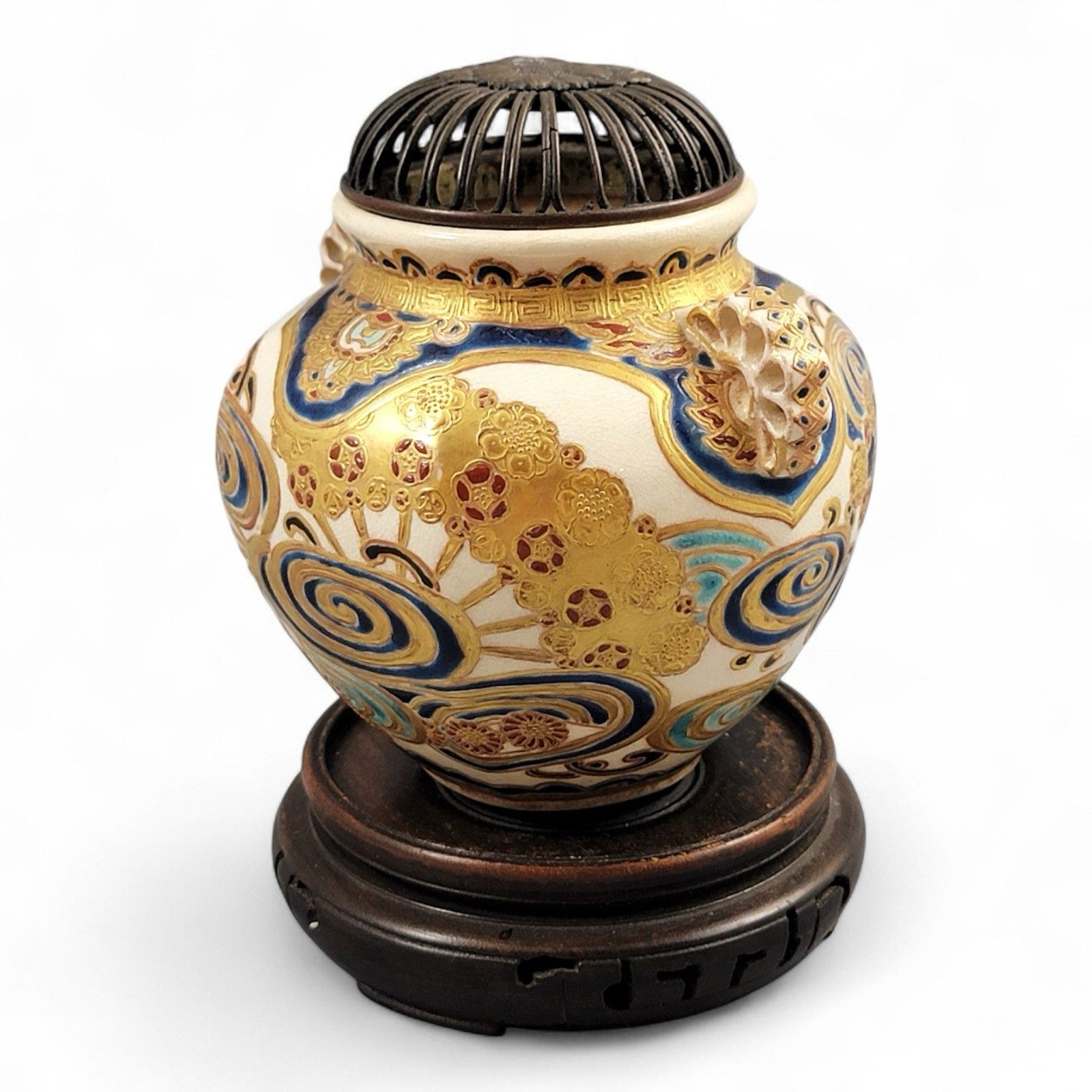 Antique Meiji Satsuma Koro Incense Burner Signed Kizan With Shimazu Crest C.1885 photo 1050.0