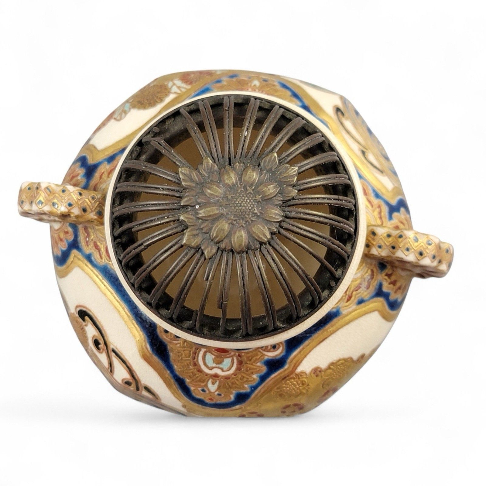 photo furniture Antique Meiji Satsuma Koro Incense Burner Signed Kizan With Shimazu Crest C.1885
