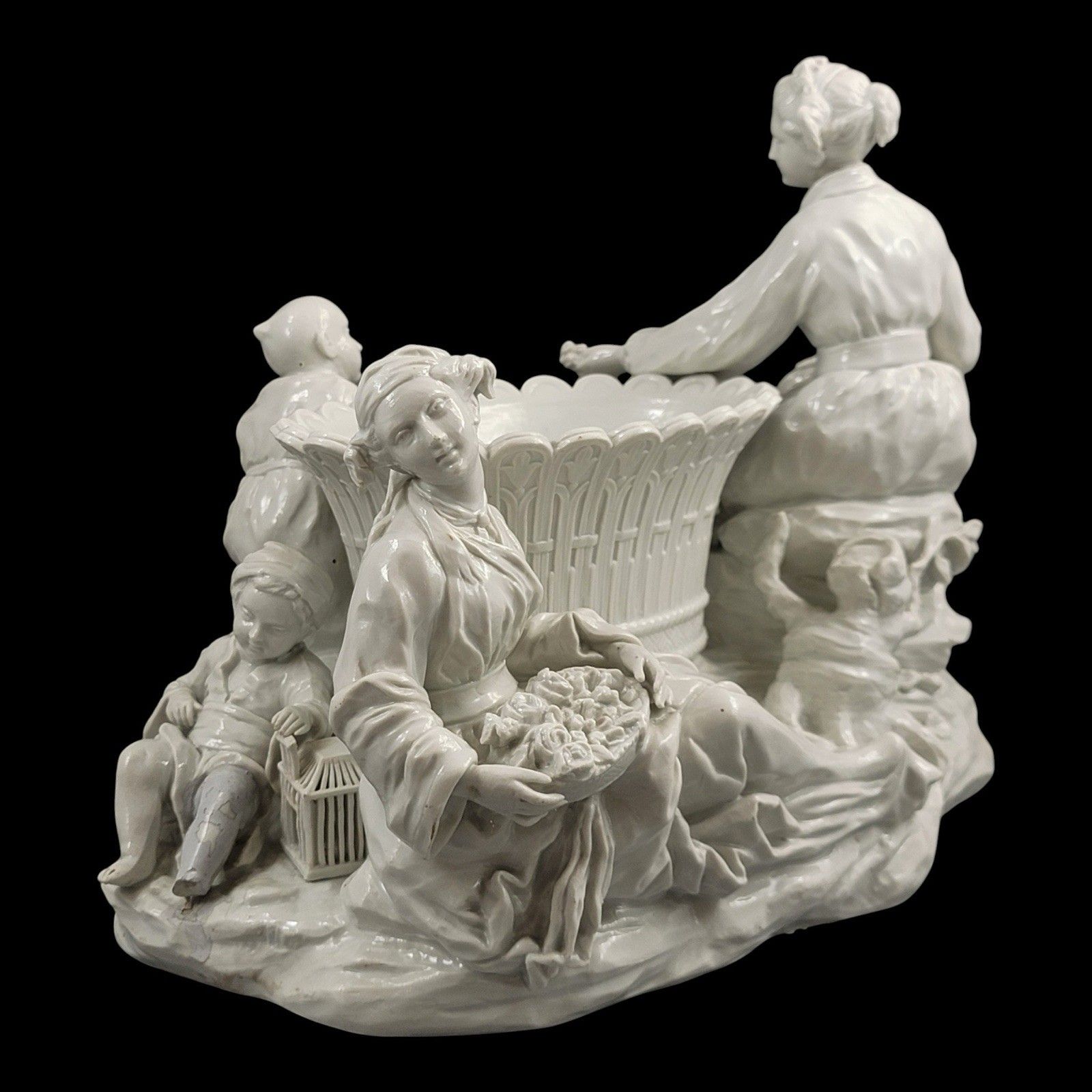 Large French Soft Paste Chinoiserie Figure Group With Jardinière, C.1750–1760 photo buy
