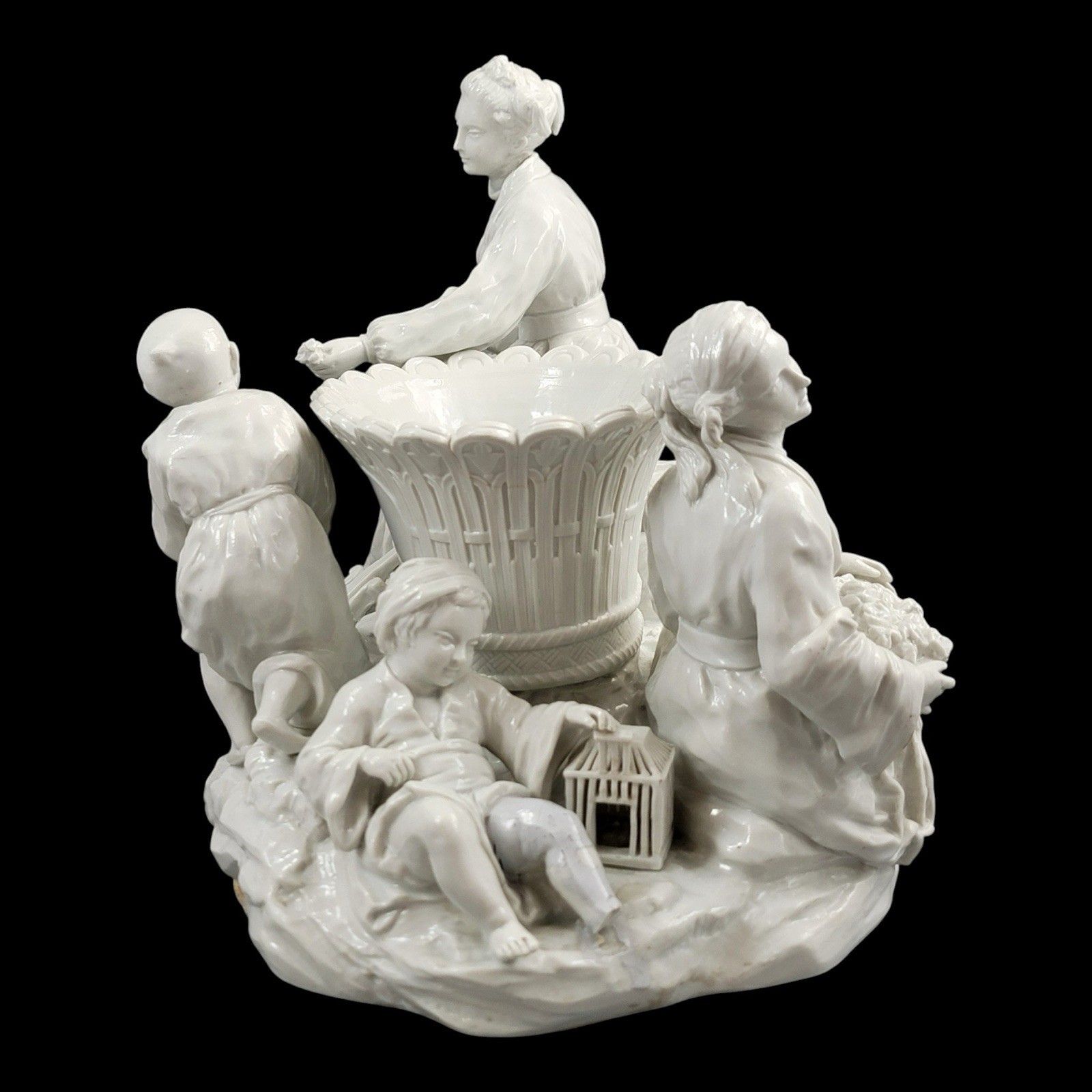 Large French Soft Paste Chinoiserie Figure Group With Jardinière, C.1750–1760 photo vintage