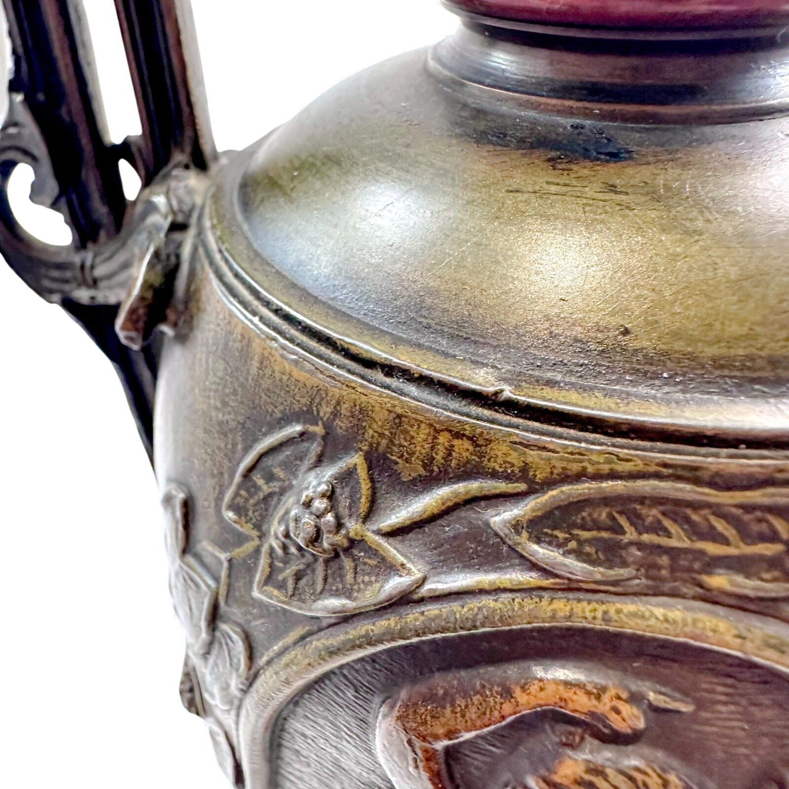 photo furniture Pair Of Antique French 19th Century Spelter Amphora Vases On Marble Bases