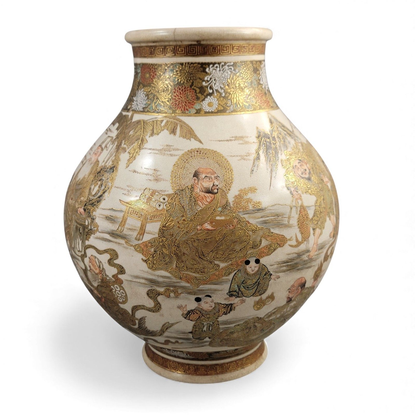 Antique Japanese Monumental Kyoto Satsuma Vase By Seiko En Chokei, Meiji Period photo furniture