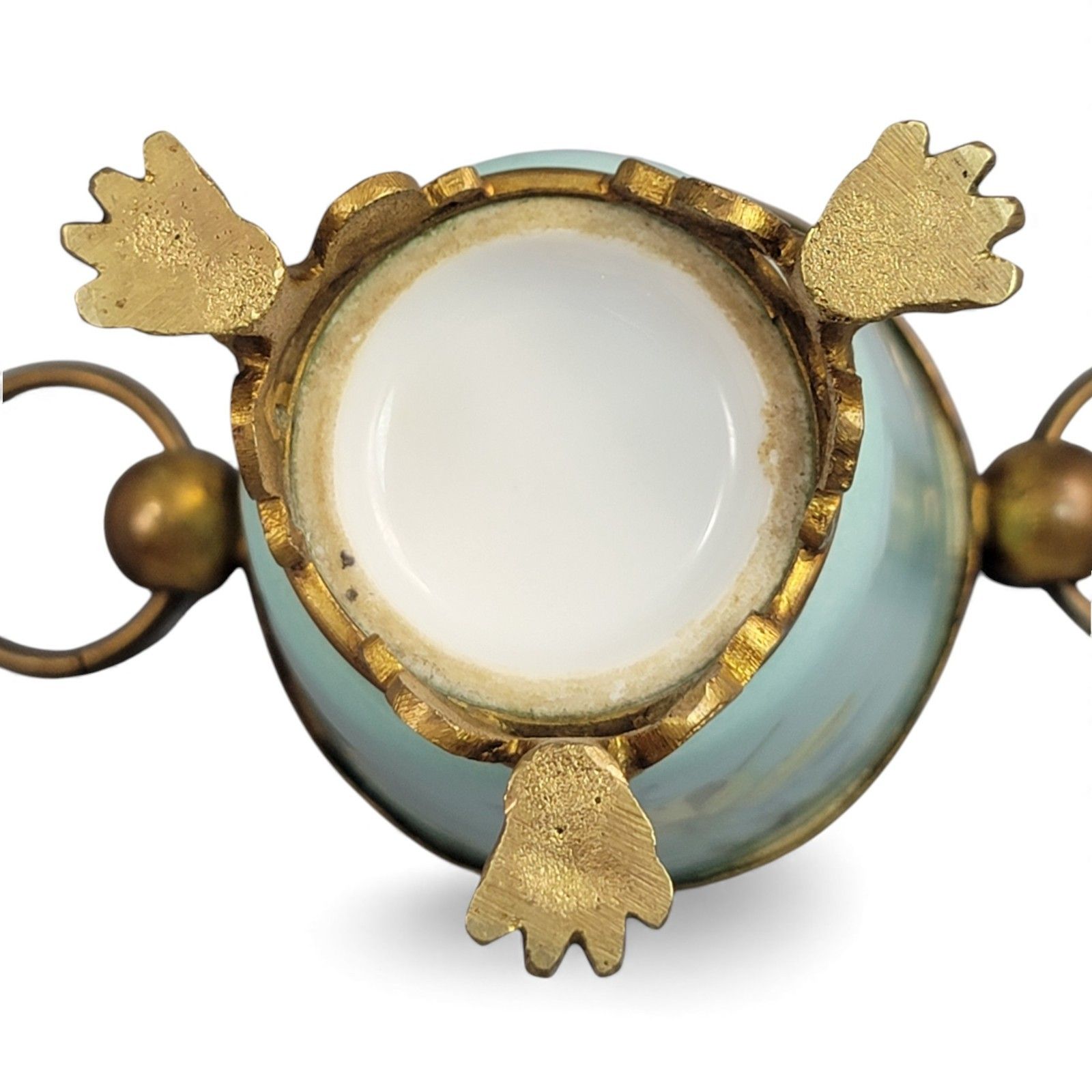 Old Paris Turquoise Cache Pots Pair C.1840 With Gilt Bronze Mounts French Decor photo vintage