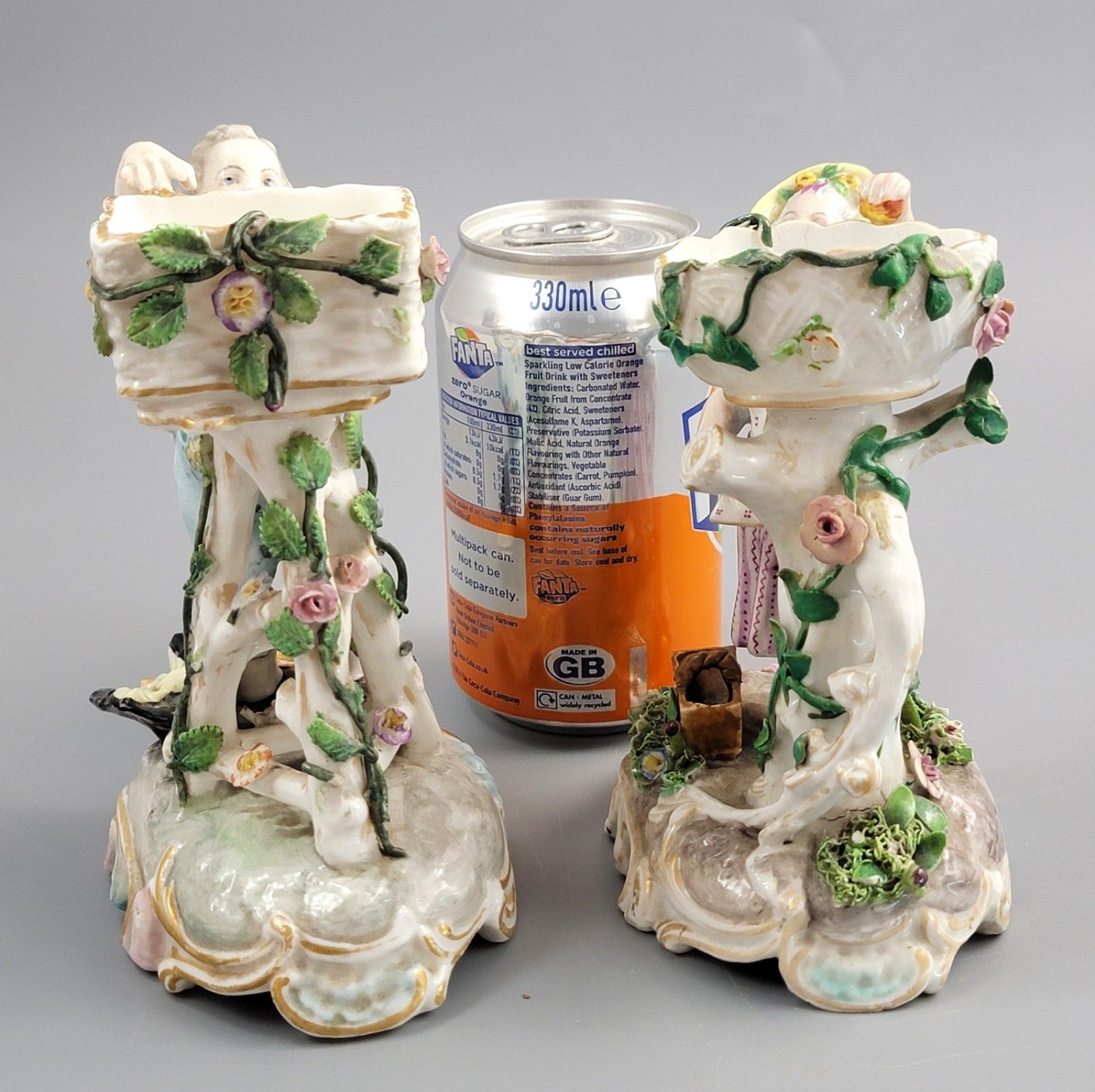photo for sale Pair Of Antique Porcelain Sweetmeat Figures, Volkstedt, C. 1880, Thuringia