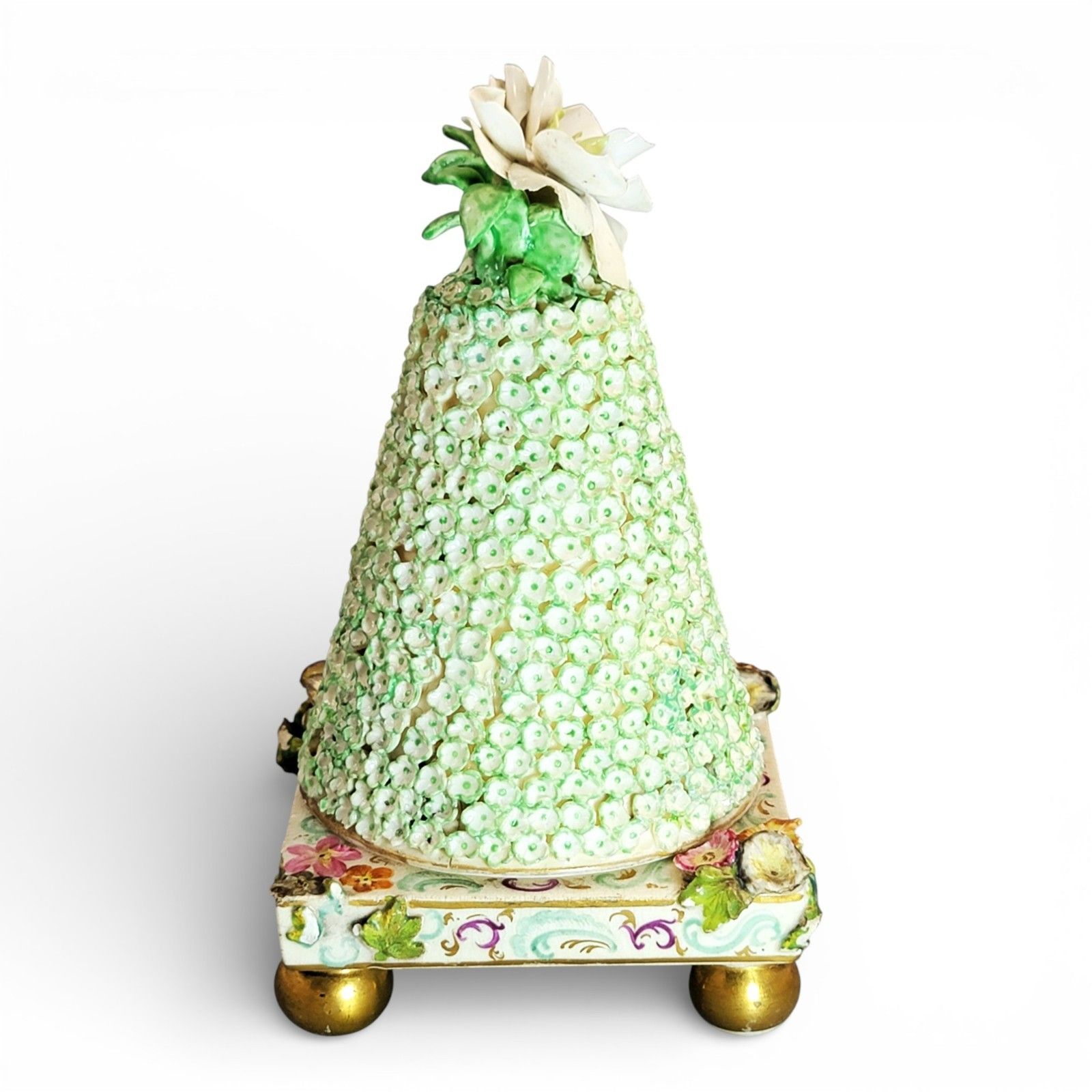 Antique Porcelain Inkstand With Pyramidal Schneeballen Cover, Saxony, C.1800 photo Home Decor