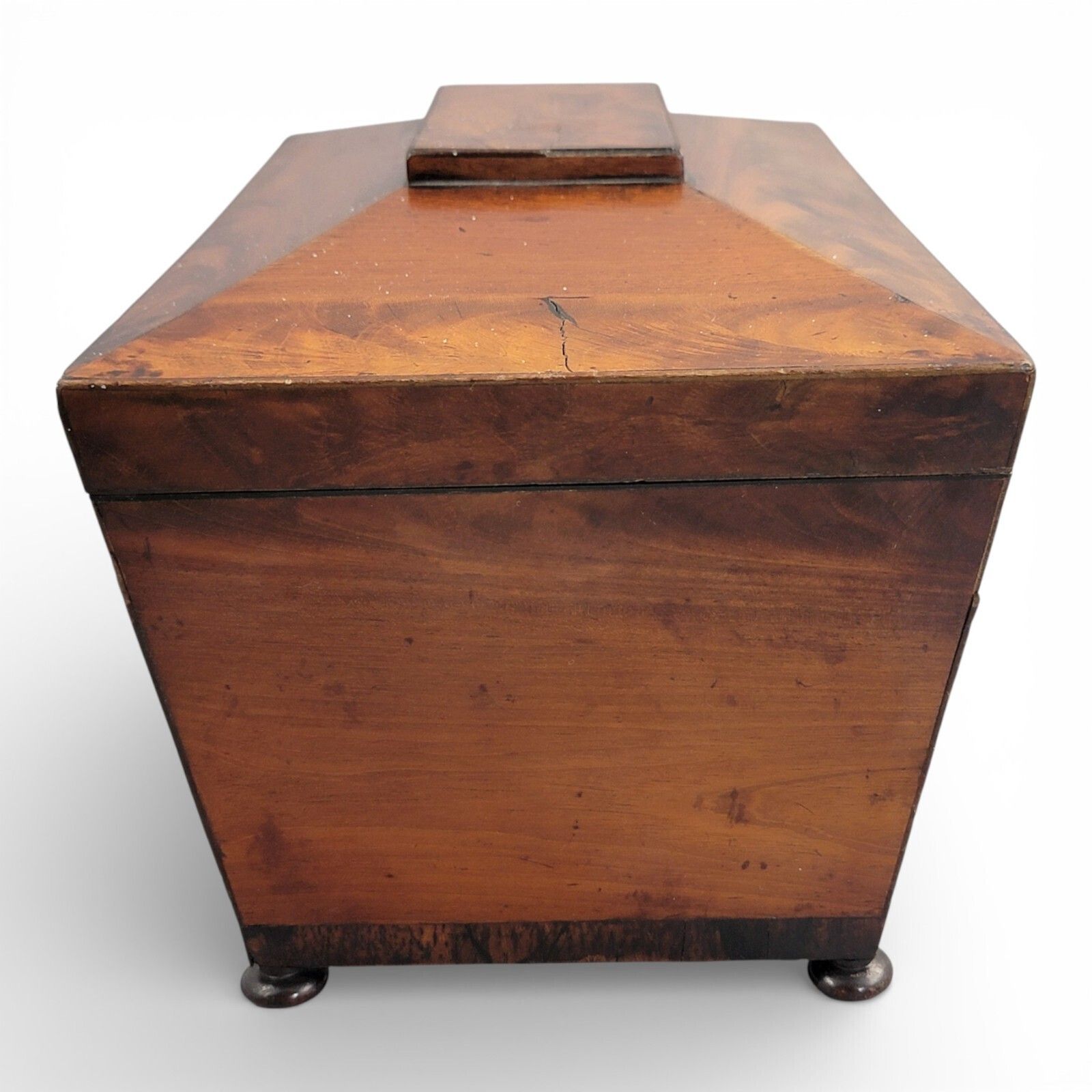 Antique Regency Mahogany Tea Caddy With Cut Glass Bowl English C.1820 photo vintage