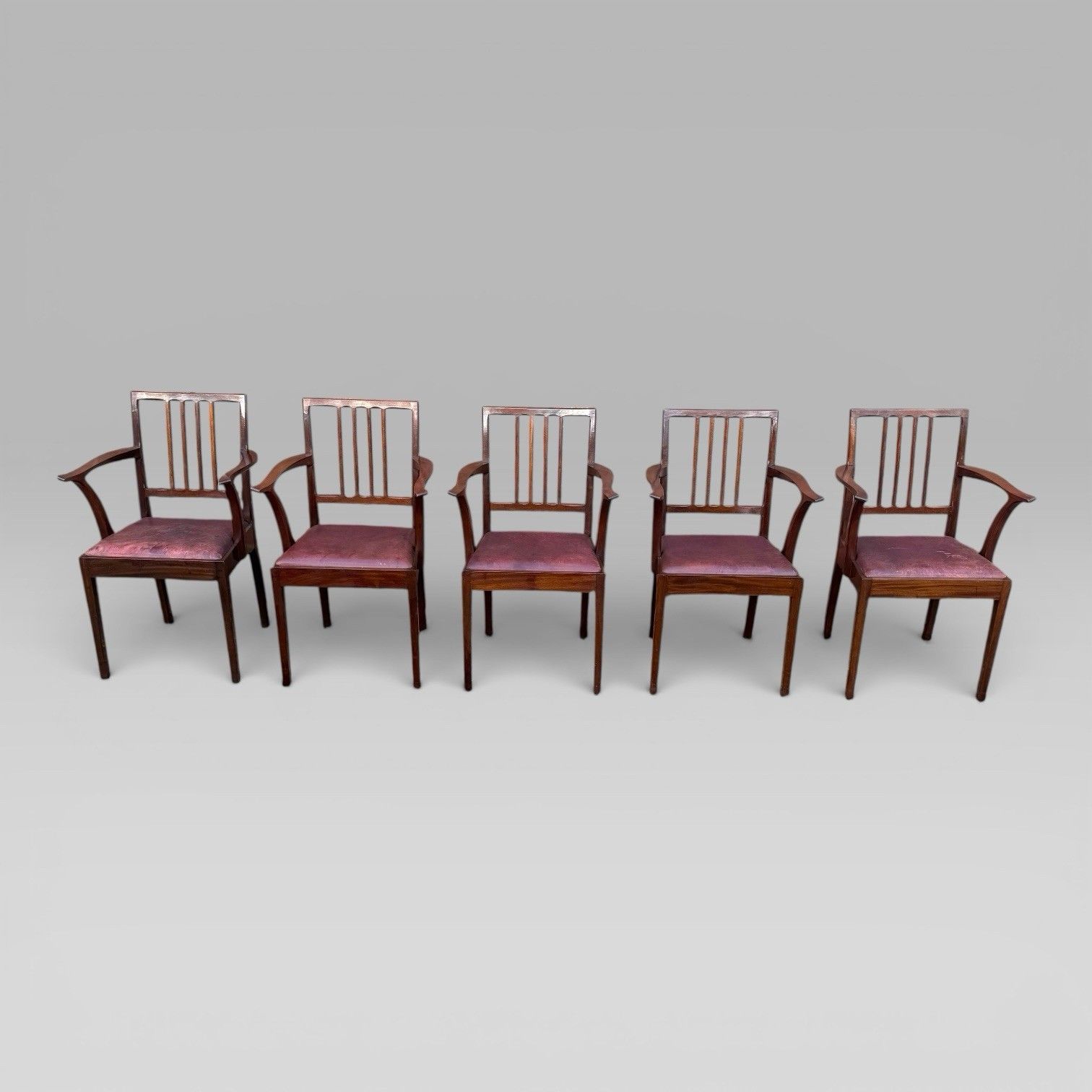 Vintage Set Of 5 Mahogany Carver Dining Chairs Alan Grainger “Acornman” 1960s photo 550.0