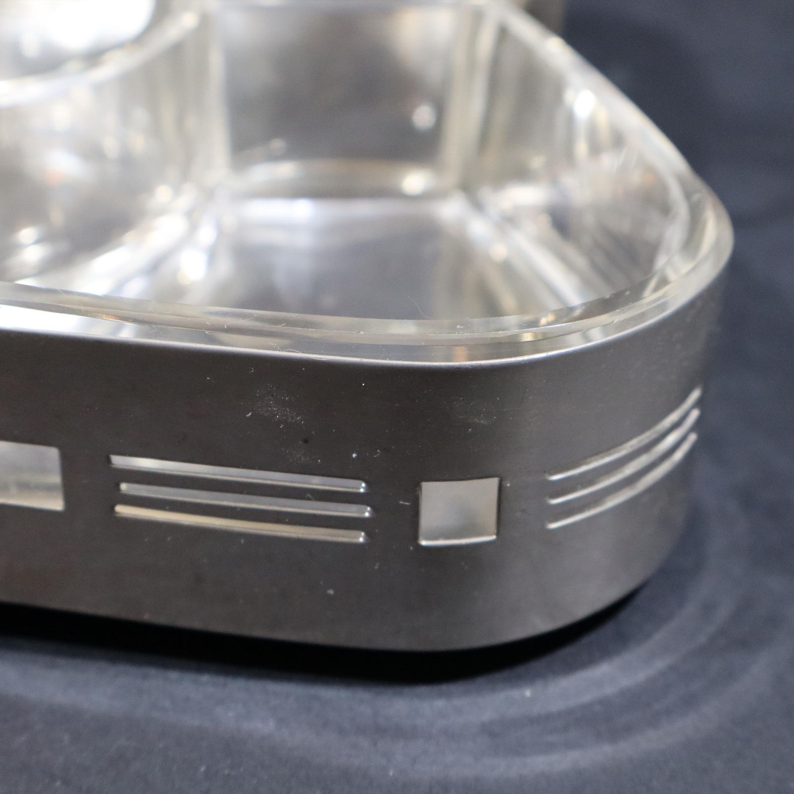 photo for sale French Silver Plated Art Nouveau Hors D'oeuvres Tray With Cut Glass Cocktail Dishes