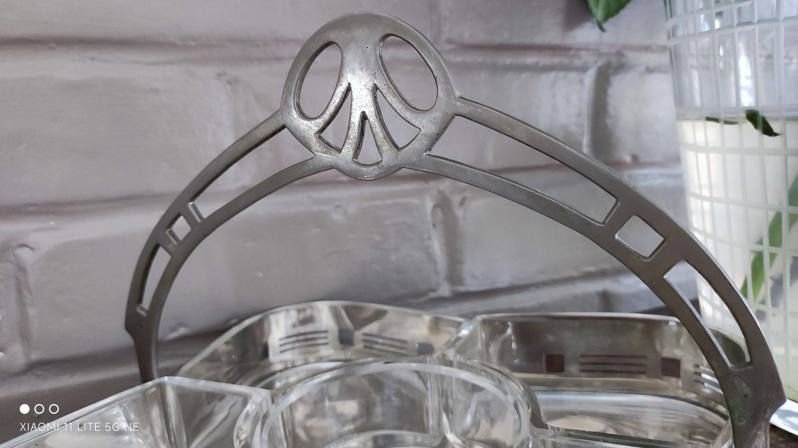 photo buy French Silver Plated Art Nouveau Hors D'oeuvres Tray With Cut Glass Cocktail Dishes