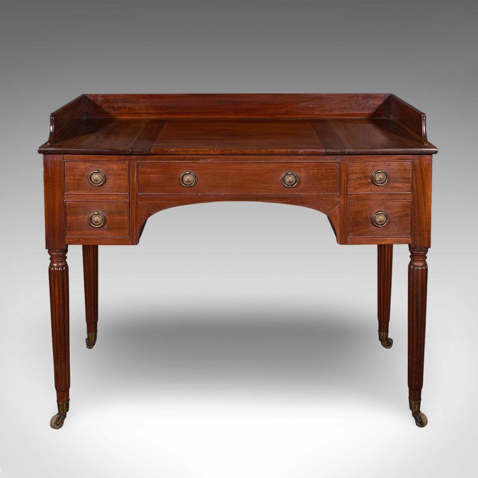 Antique Writing Table, English, Kneehole Desk, Home Office, Study, Regency, 1820 photo for sale