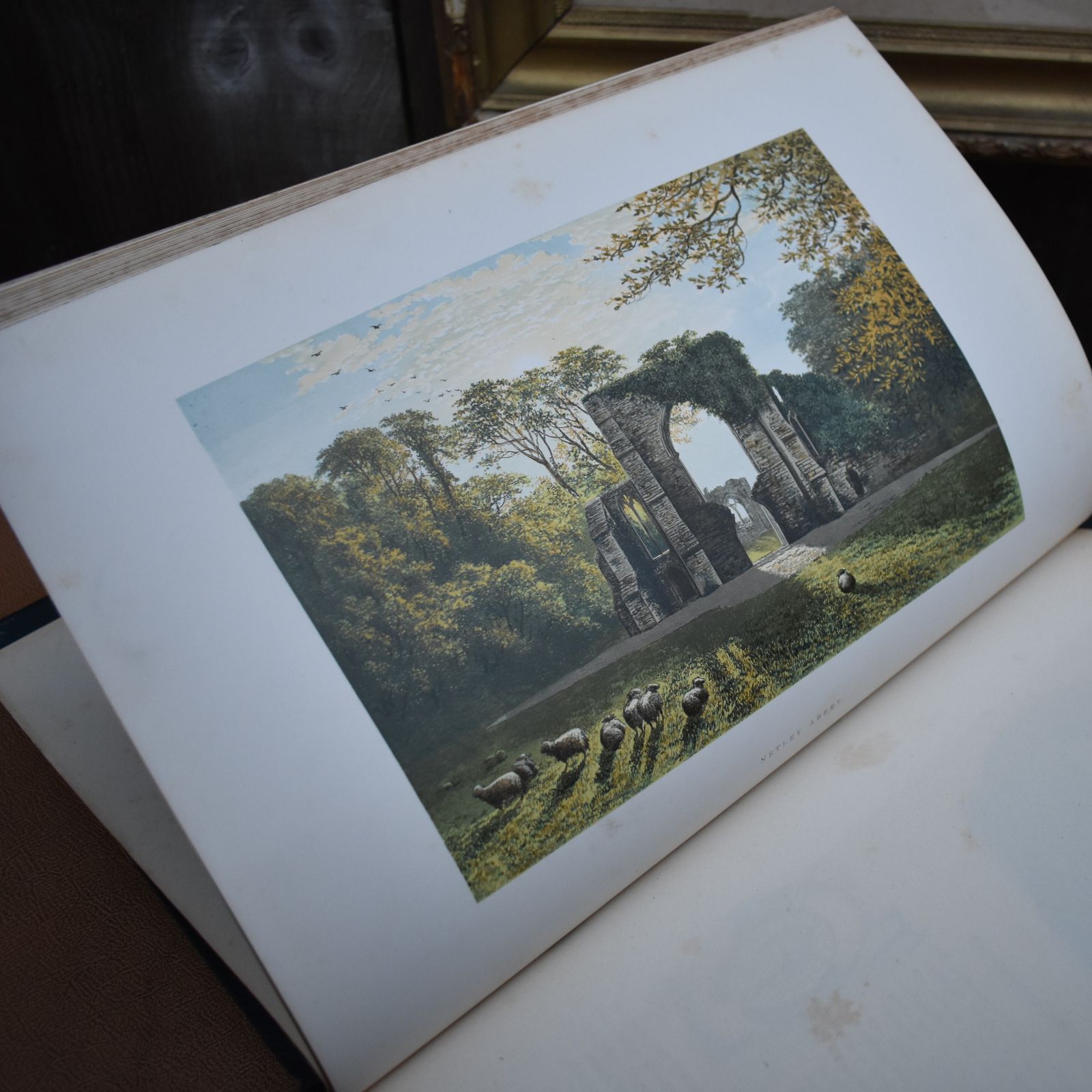 photo vinterior Antique Ruined Abbeys Of Britain Frederick Ross Colour Prints Af Lydon Book Pair