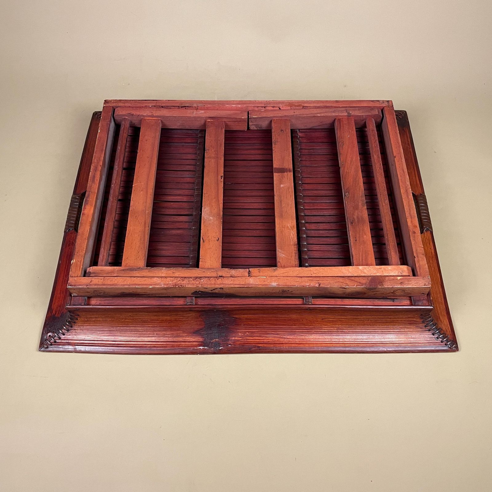 Furniture Vintage Oriental Bamboo Rattan Table Woven Boho Side Table Fold Down Mid Century Accent Tropical Furniture Coffee Wood Home Decor Rectangle photo