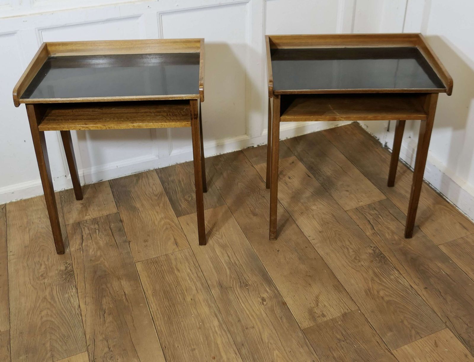Pair Of Danish Mid Century Side Tables With Trays On Top A Stylish Pair