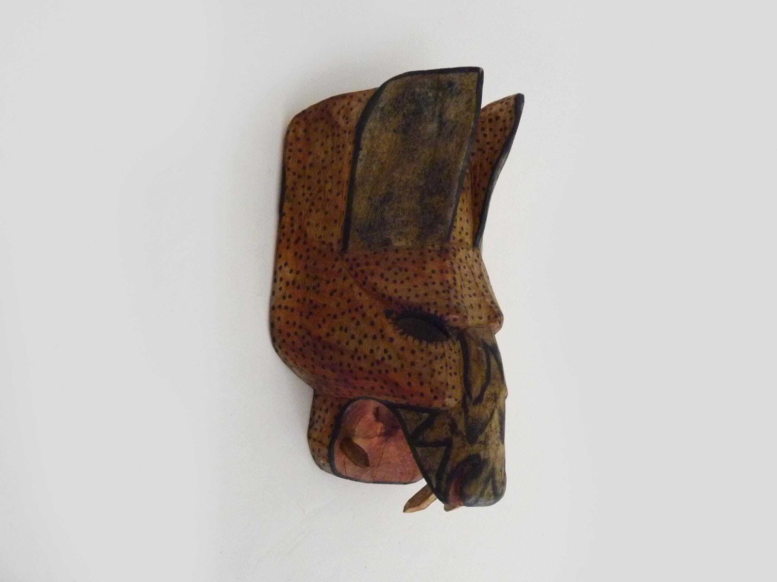 Folk Art Hand Carved Jaguar Mask From Guatemala