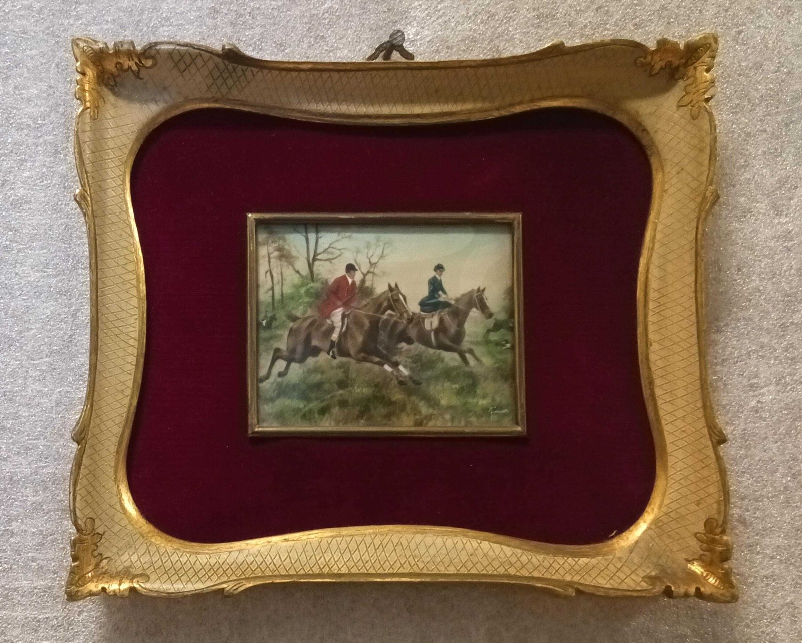 Framed Miniature 19th Century English Oil On Canvas, Signed, With Original Frame photo Art