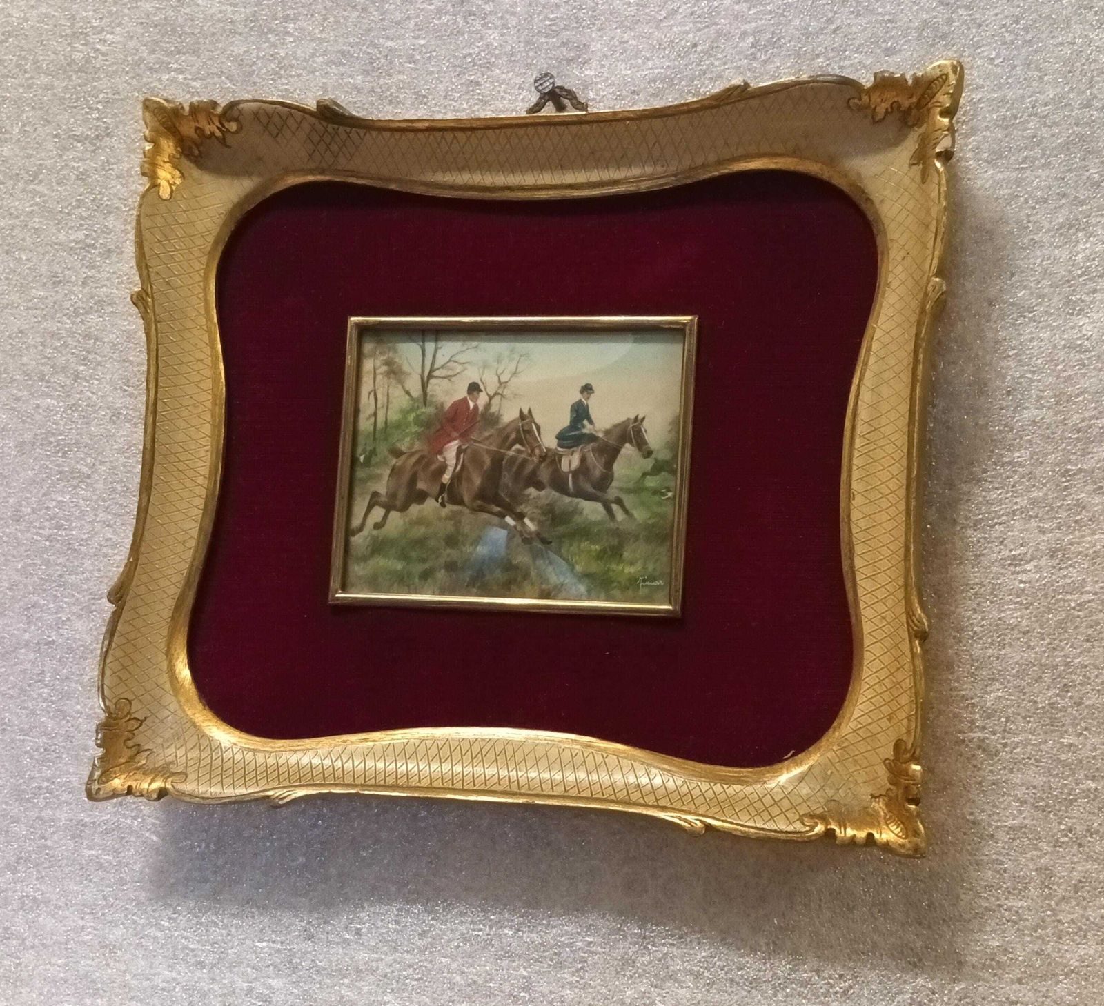 Framed Miniature 19th Century English Oil On Canvas, Signed, With Original Frame photo vinterior