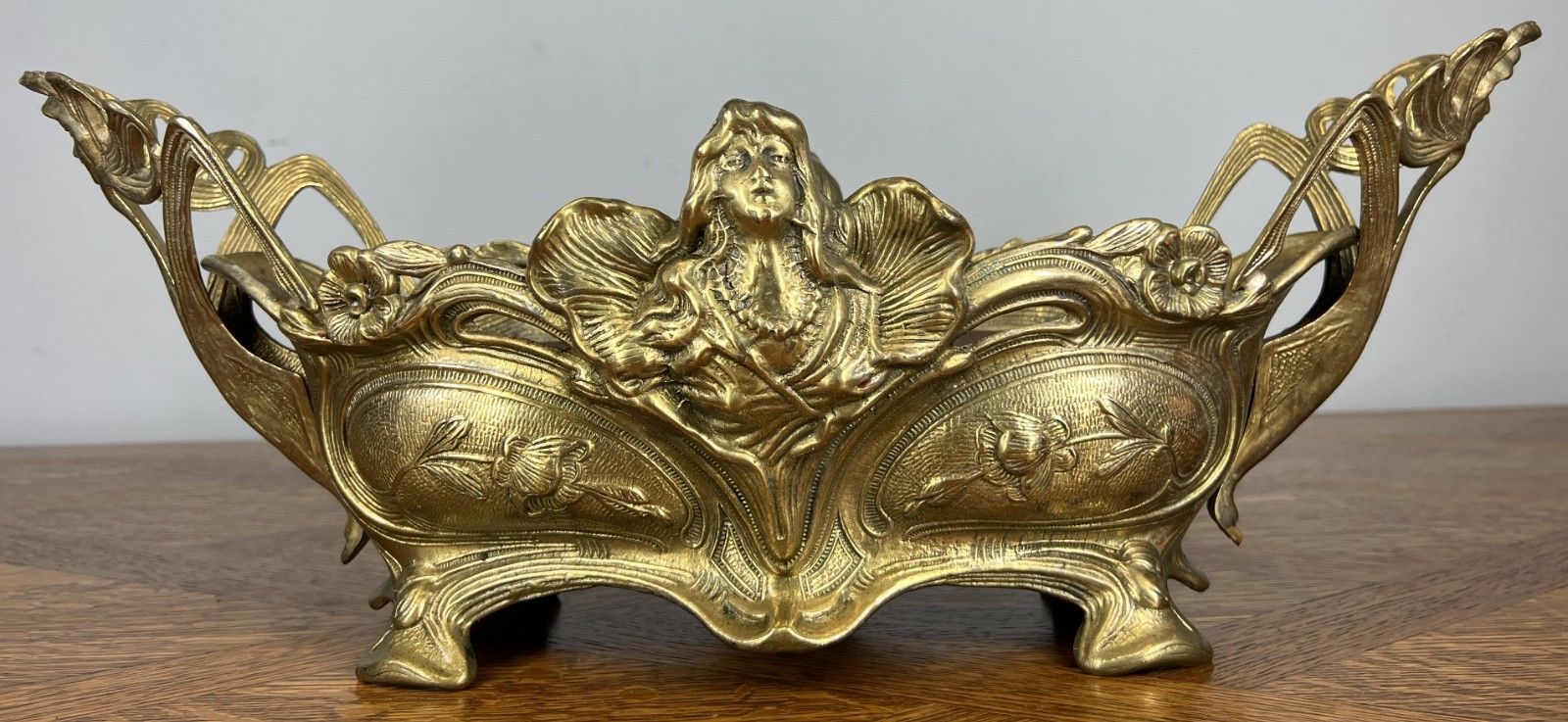 French Art Nouveau Jardiniere, Antique Brass Planter Brass Ornate Lot 4679 photo furniture