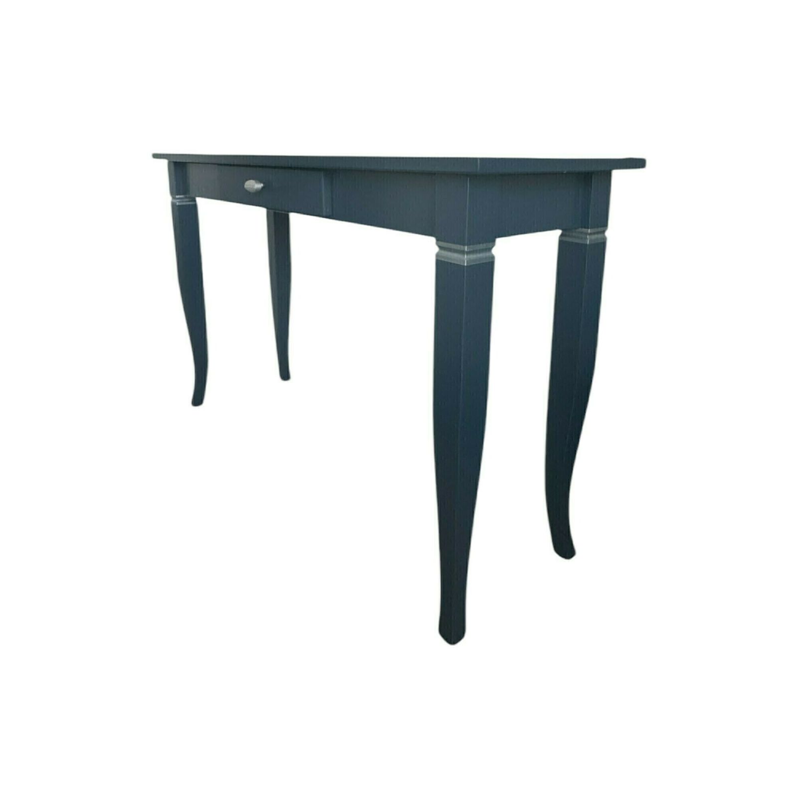 Large Blue Hand Painted Table, With Silver Detailing And A Small Drawer In The Centre photo furniture