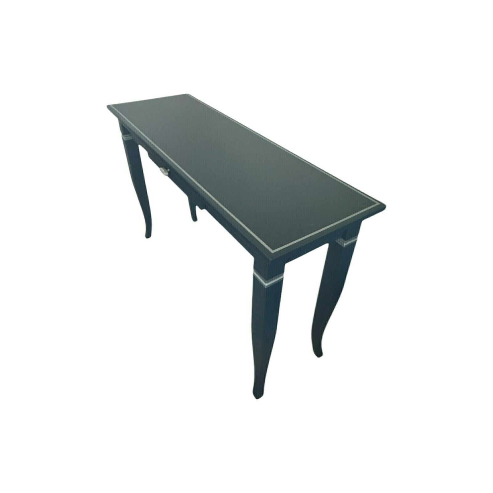 Large Blue Hand Painted Table, With Silver Detailing And A Small Drawer In The Centre photo Furniture