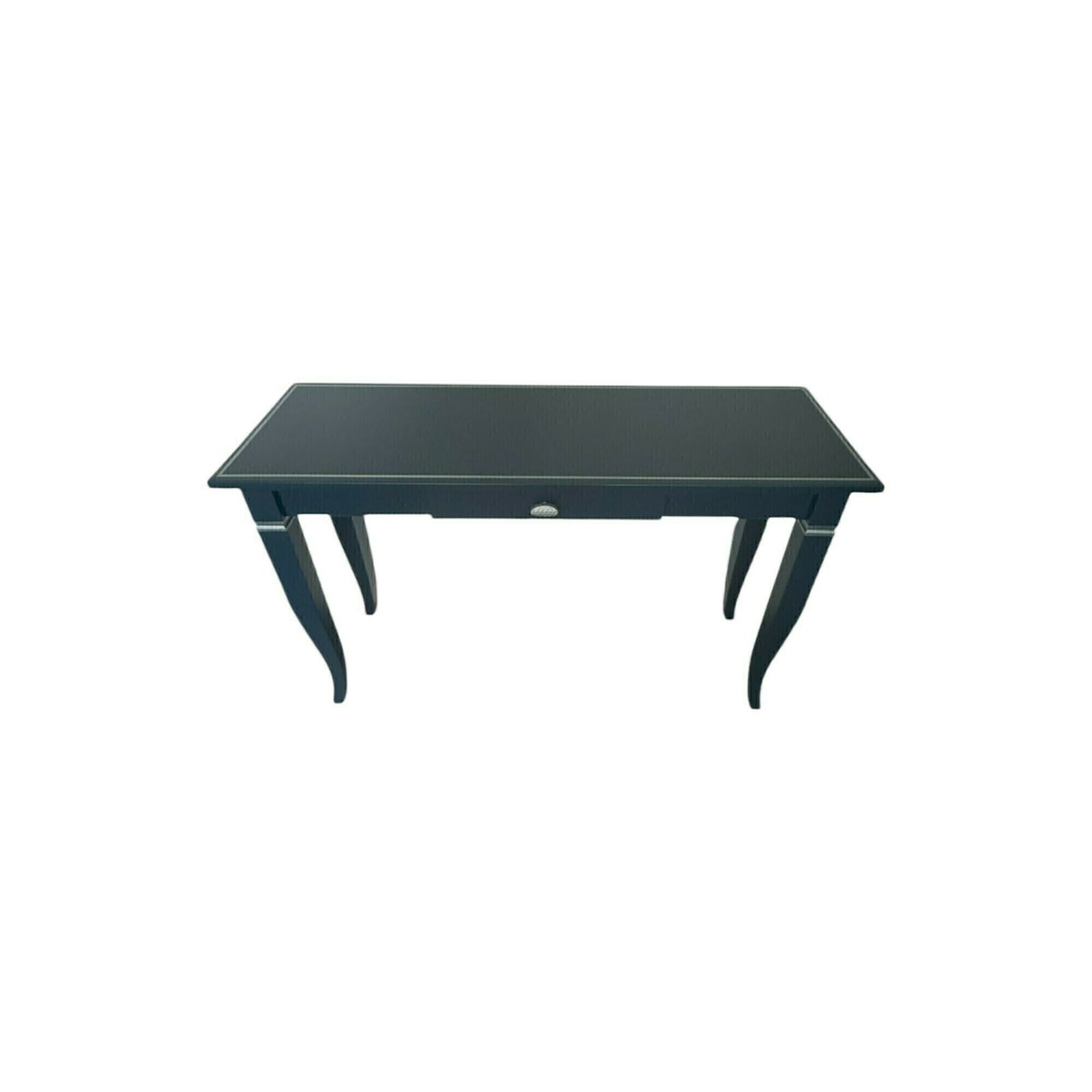 Large Blue Hand Painted Table, With Silver Detailing And A Small Drawer In The Centre photo vinterior