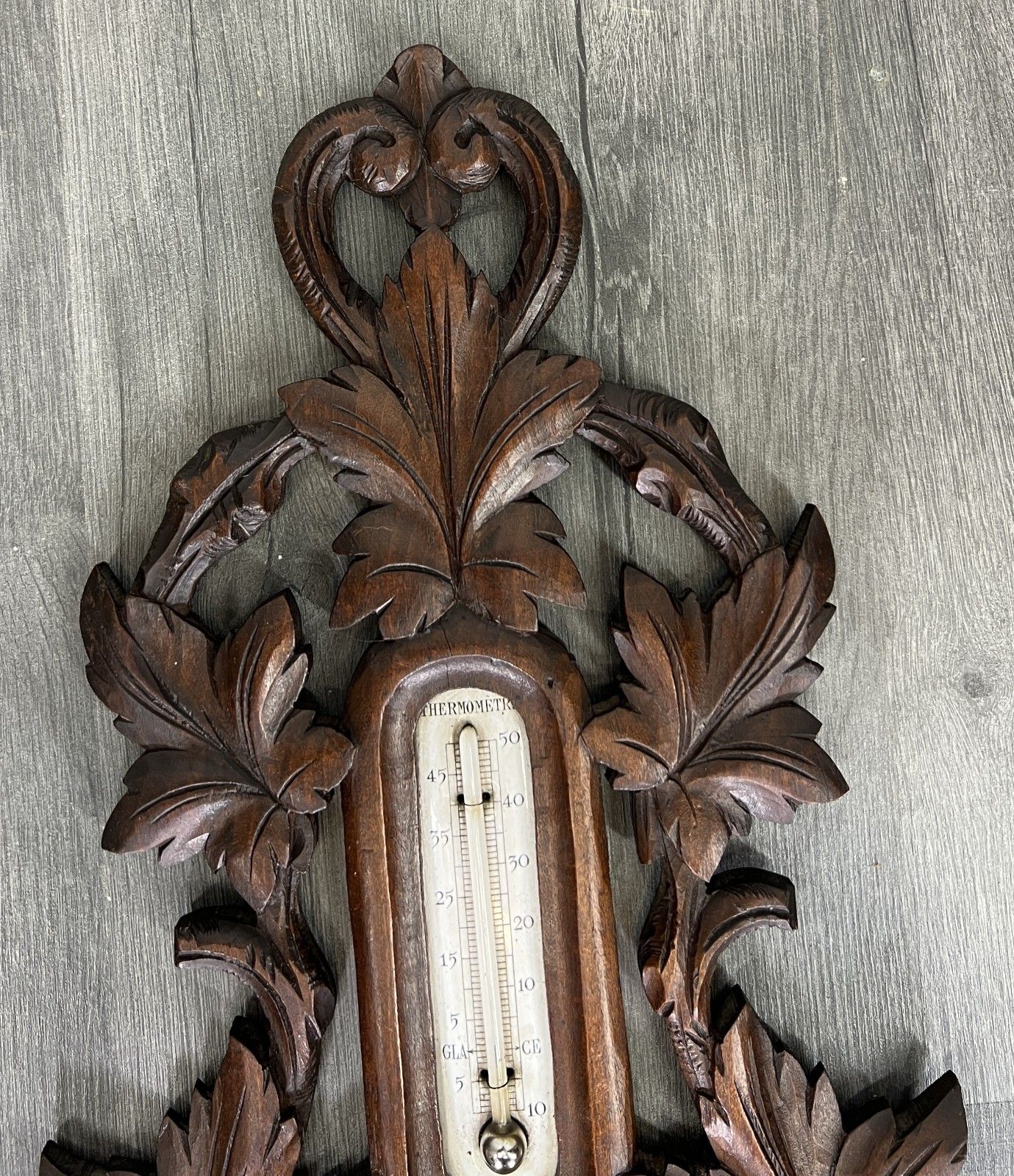 Barometer Vintage French Carved Walnut Wall Barometer Thermometer Lot 4689 photo vintage