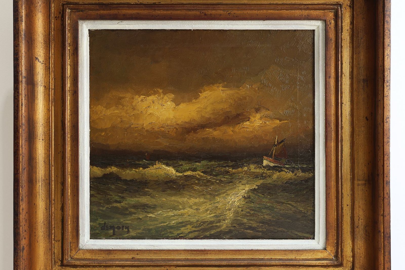 Albert Demoen, Seascape, 1940, Oil On Canvas, Framed photo for sale