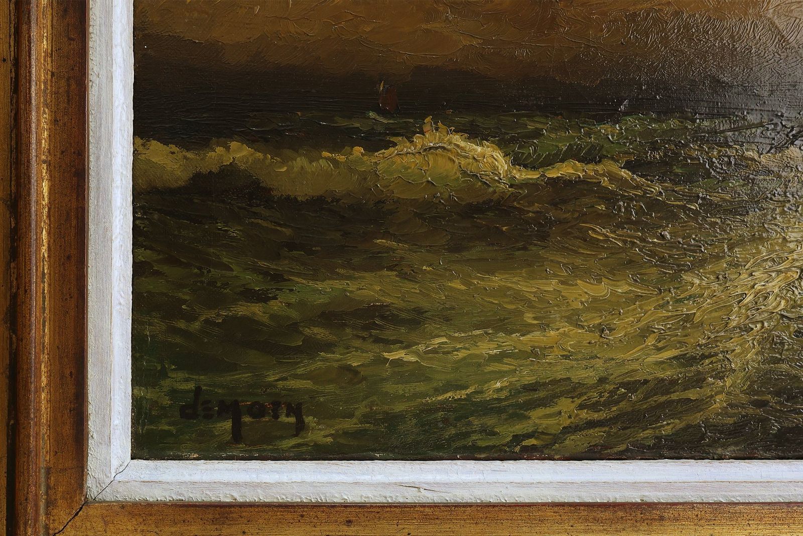 Albert Demoen, Seascape, 1940, Oil On Canvas, Framed photo Art