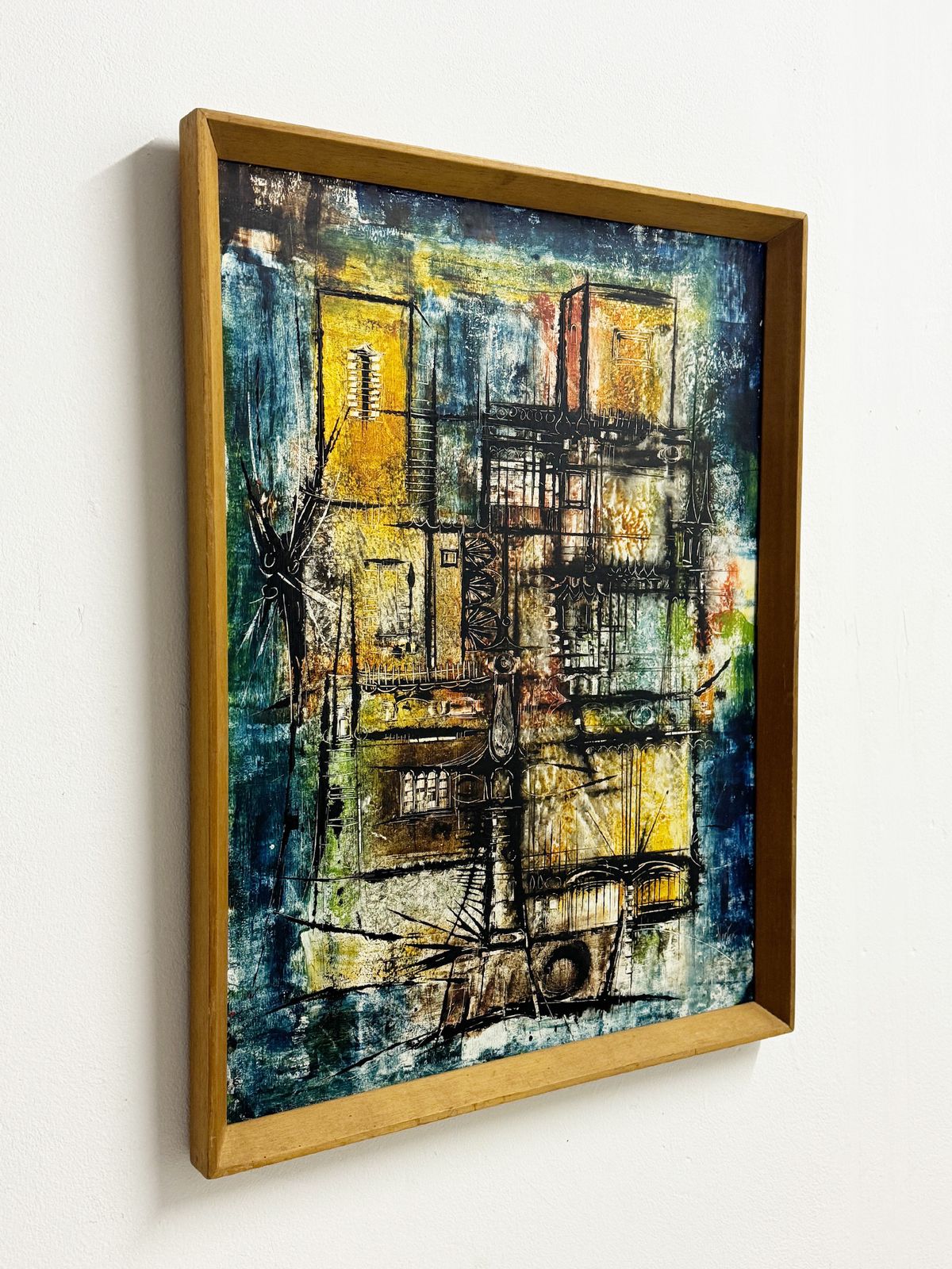 Mid Century Abstract Oil Painting, Signed Norton photo Art