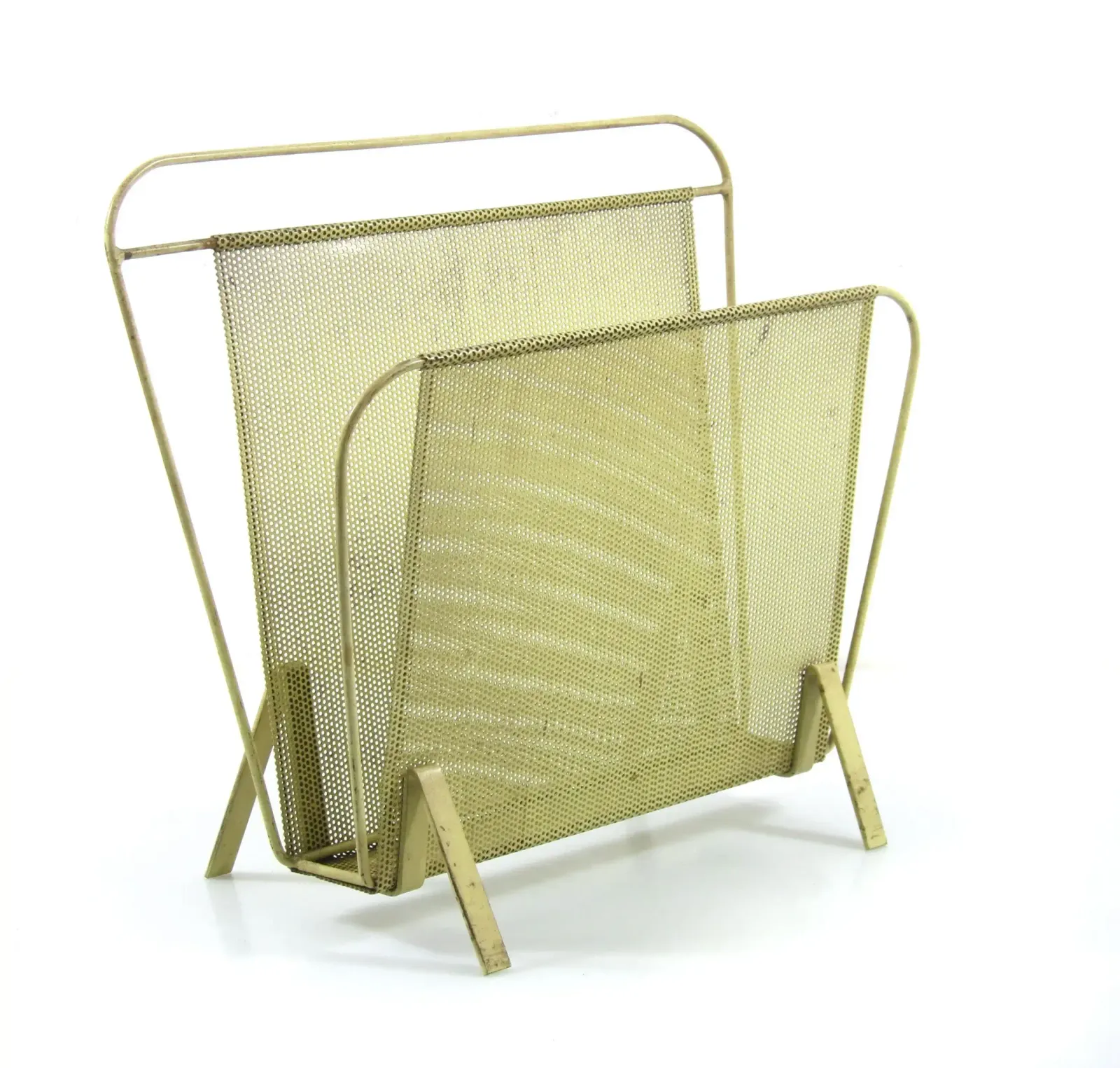 Compact Yellow Mathieu Matégot 1960s Magazine Rack For Artimeta photo vintage