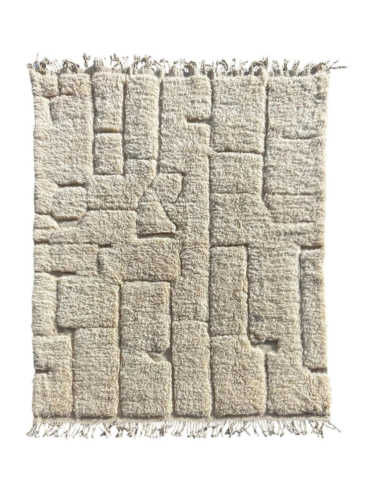 Moroccan White Berber Rug 220x300 Cm   Authentic Handwoven Wool Carpet, Checkered Berber Rug   Beni Ourain Rug   Handmade Rug photo furniture