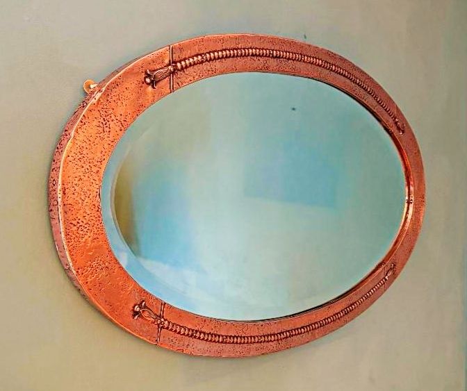 Liberty Of London 1910 Copper Arts And Crafts Bevelled Mirror photo furniture