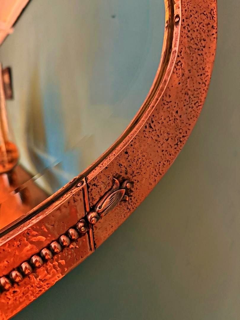 Liberty Of London 1910 Copper Arts And Crafts Bevelled Mirror photo for sale