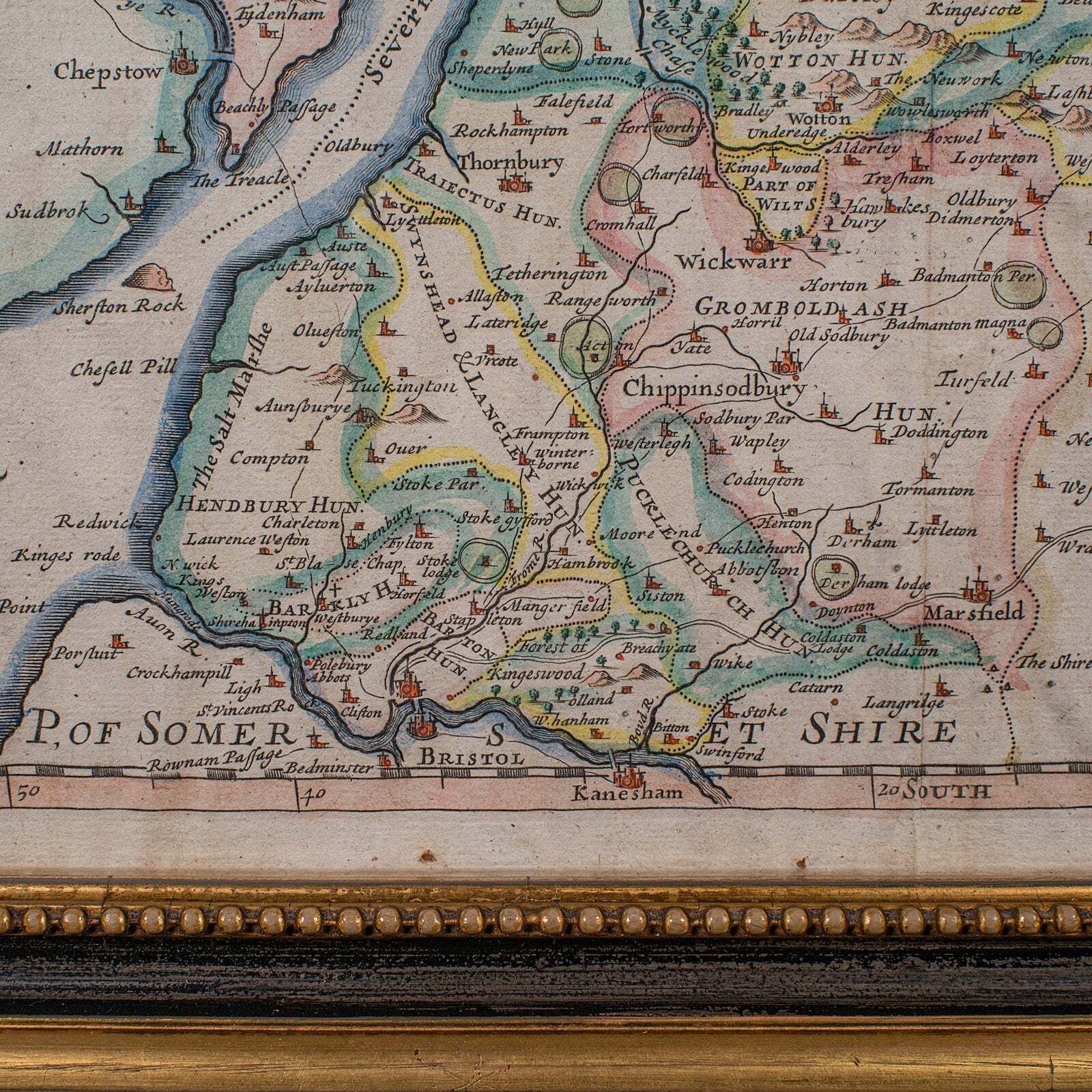 Antique Gloucestershire Map, Atlas, English, Robert Morden, Cartography, C.1700 photo vintage