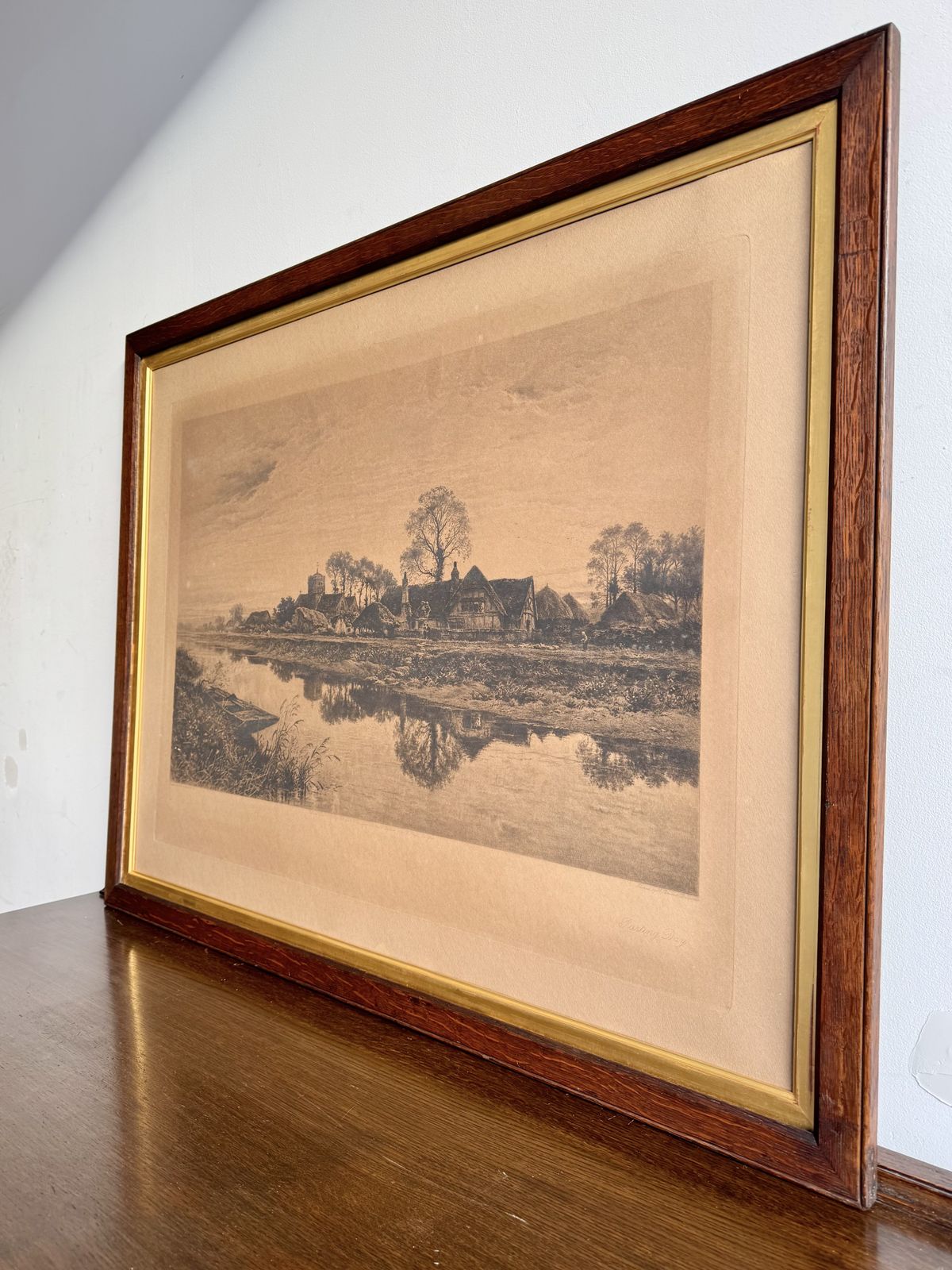 Large Antique Pastoral Print Titled Parting Day photo Art