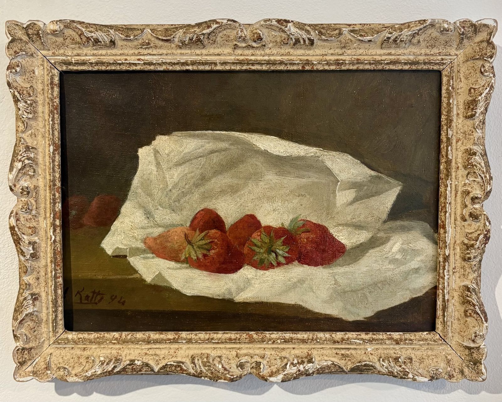 'Strawberries' Oil On Canvas , Signed And Dated 1894