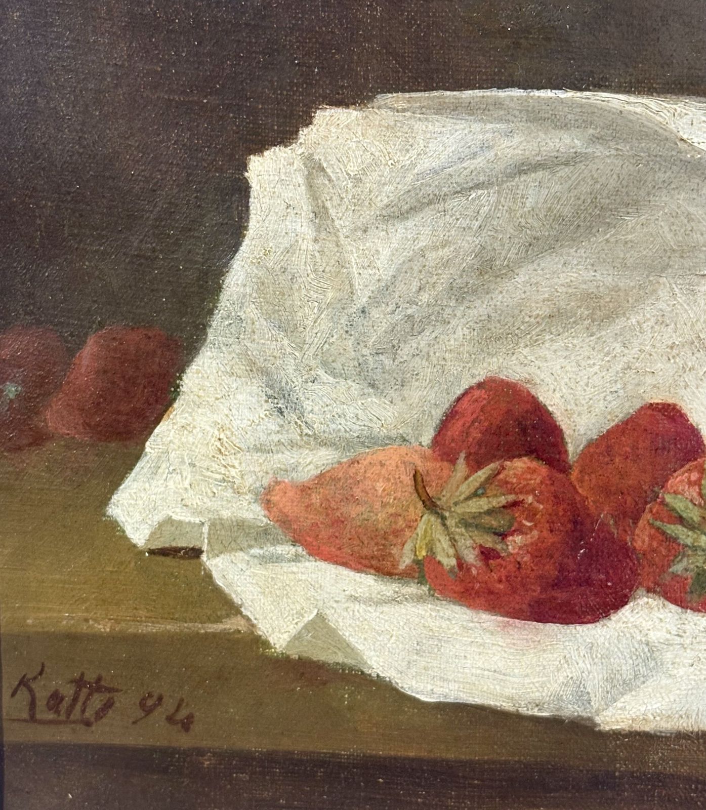 'Strawberries' Oil On Canvas , Signed And Dated 1894 photo for sale