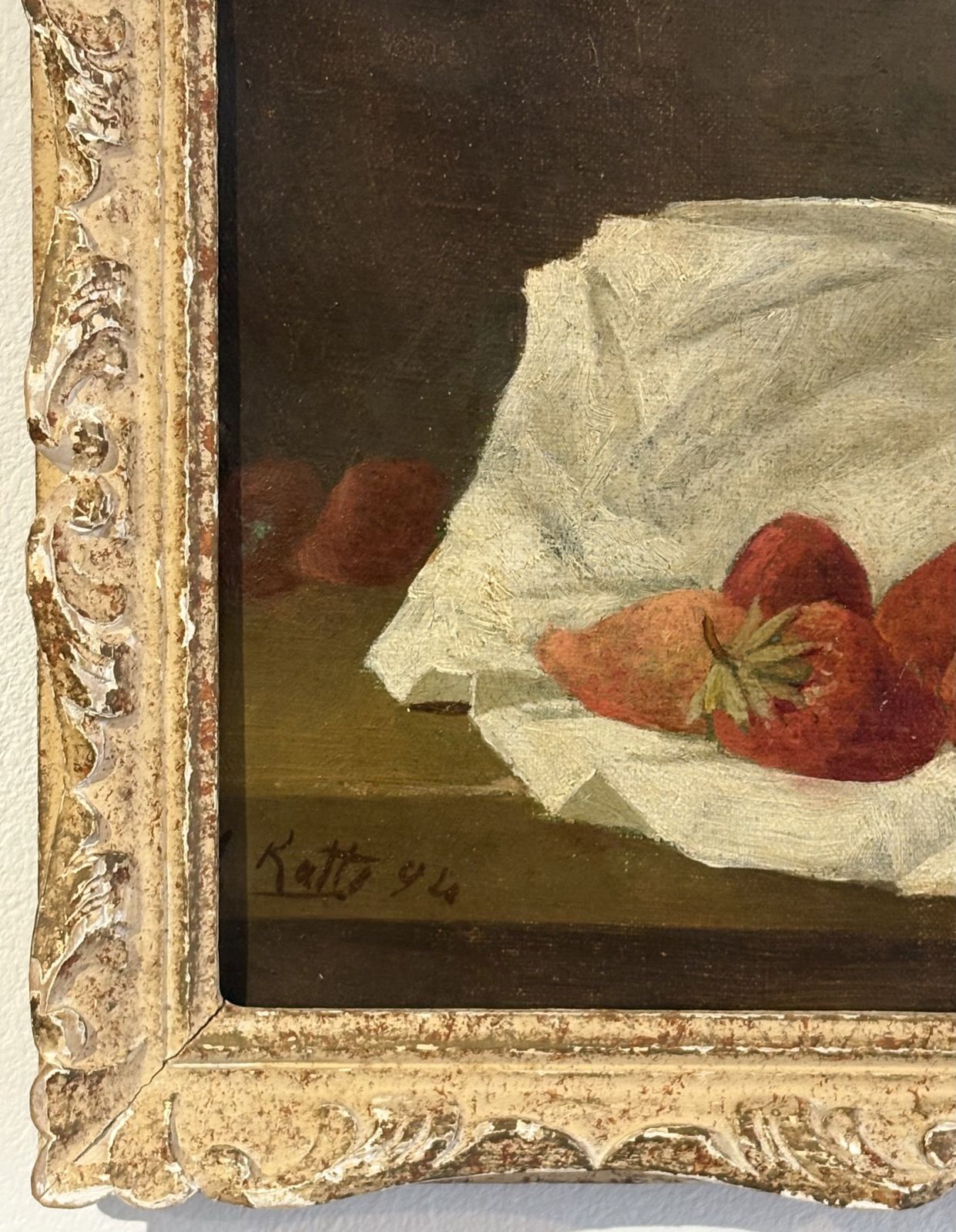 'Strawberries' Oil On Canvas , Signed And Dated 1894 photo 850.0