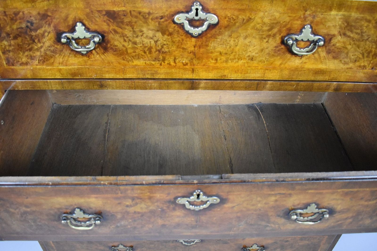 George II Burr Walnut Chest On Chest photo vintage