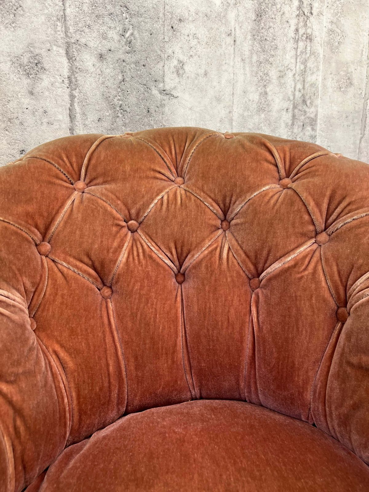 Pair Of Mid Century Pink Velvet Button Armchairs To Reupholster photo 555.0