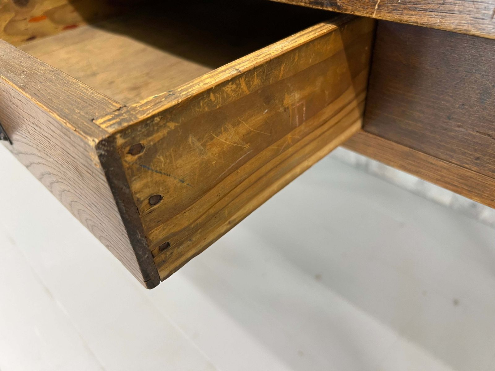 99.5cm Walnut Wood Turned Leg Bistro Table With Cup Handles On Drawer photo vinterior