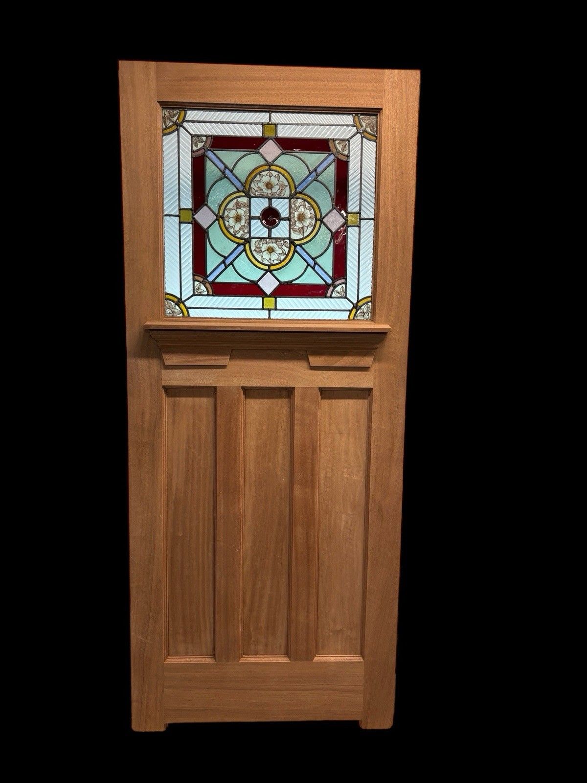 Art Deco Stained Glass Front Door Period Old Reclaimed Antique Wood Lead 20s 30s