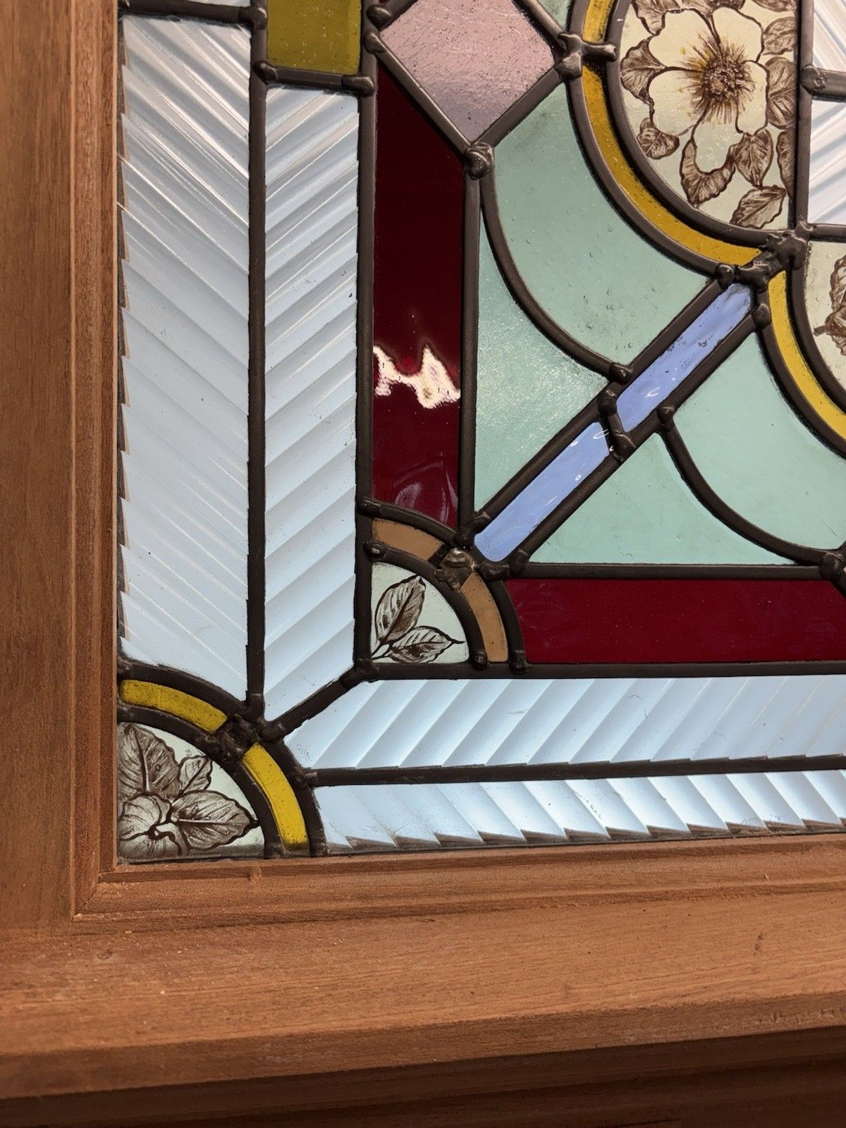 Art Deco Stained Glass Front Door Period Old Reclaimed Antique Wood Lead 20s 30s photo vintage