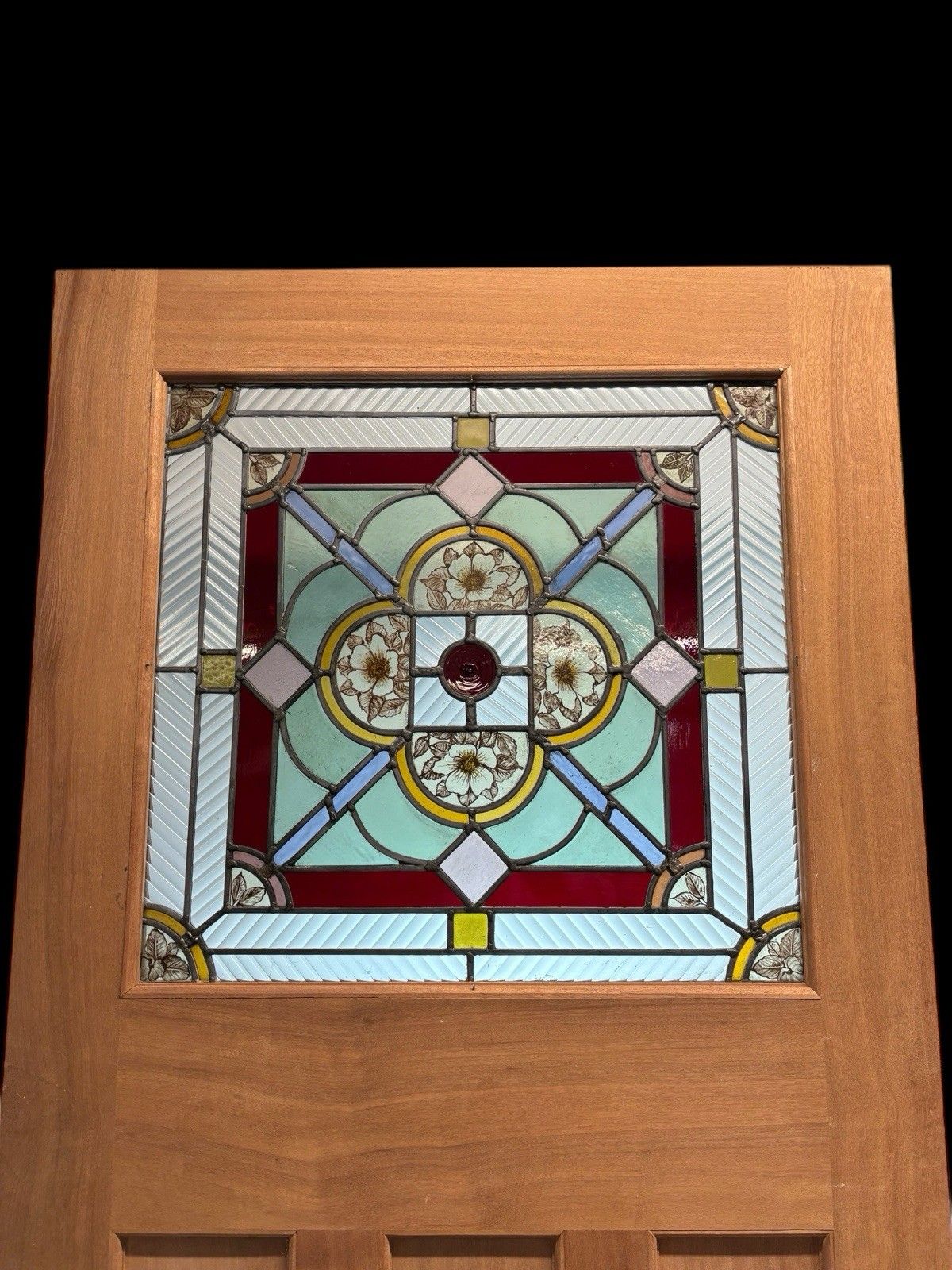 photo for sale Art Deco Stained Glass Front Door Period Old Reclaimed Antique Wood Lead 20s 30s
