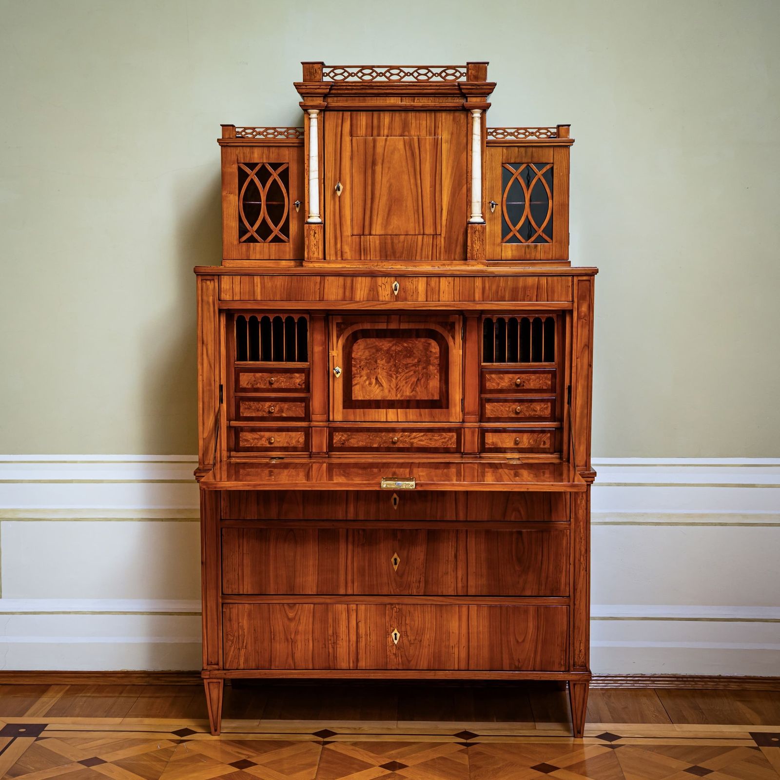 Biedermeier Secretary Desk With Upper Cabinet, Central Germany, Circa 1820 photo furniture