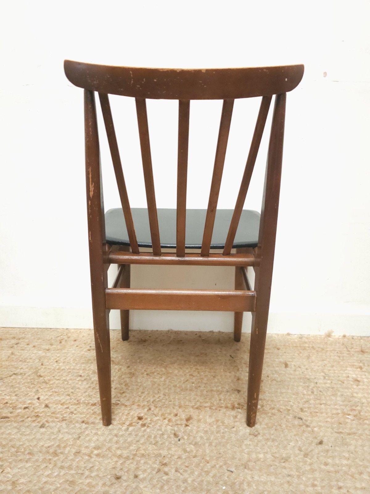 Retro Elliots Of Newbury Dining Chairs Mid Century Set Of 4 Black Vinyl Delivery photo vintage