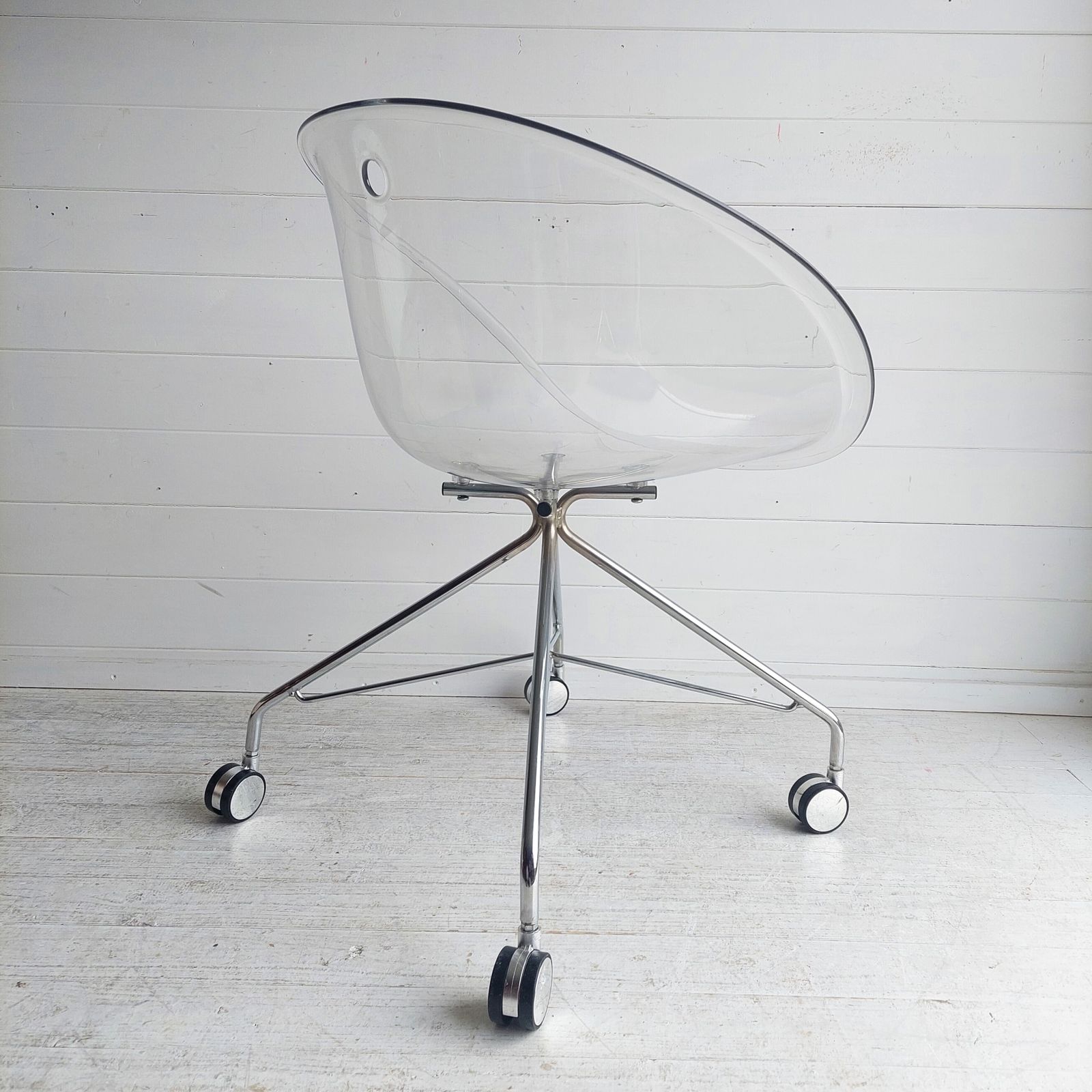 Postmodern Pedrali Gliss 968 Rolling Chair Italian Mid Century 1950s/60s Transparent  Office Chair 2000s photo vinterior