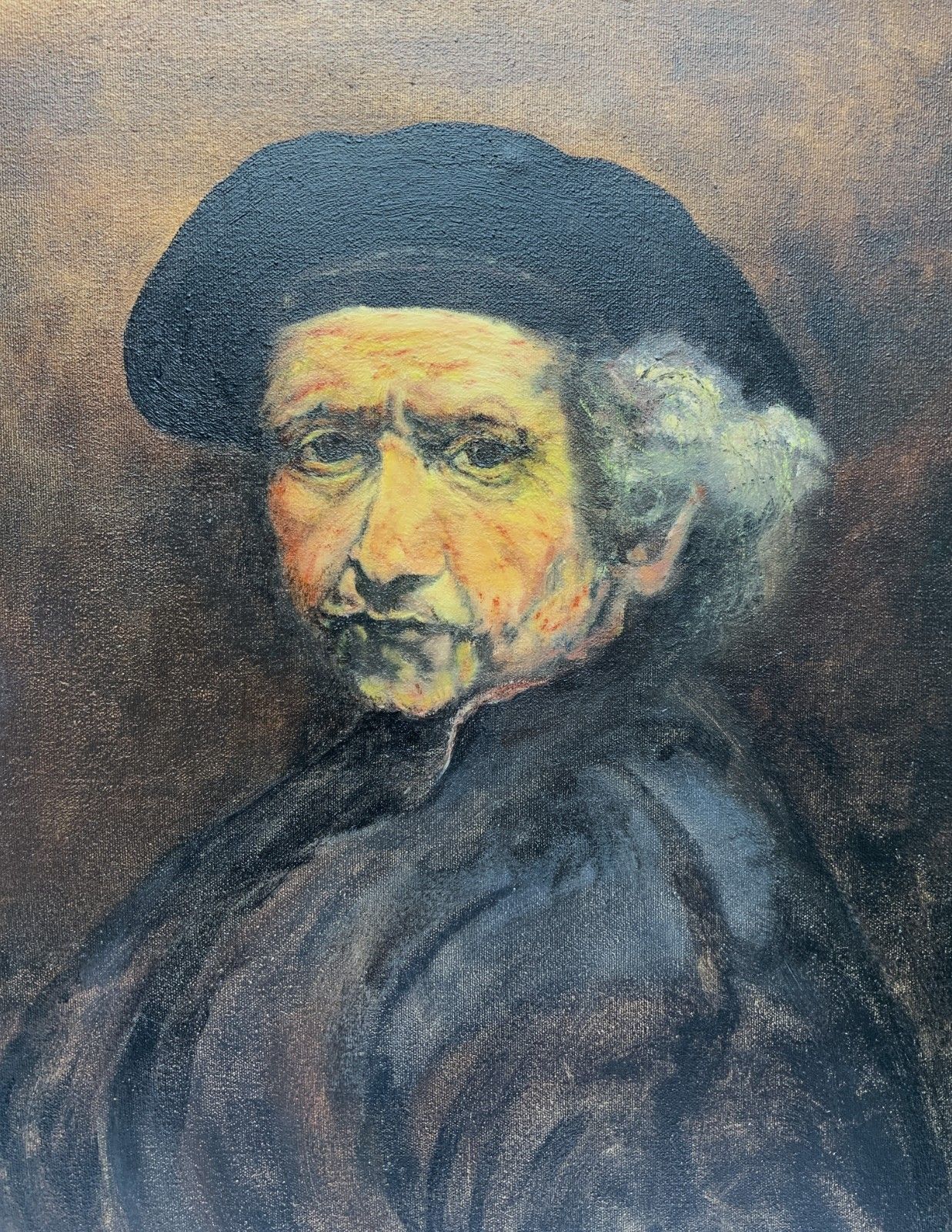 Large Half Length Oil Portrait Painting Of Rembrandt Van Rijn photo 555.0