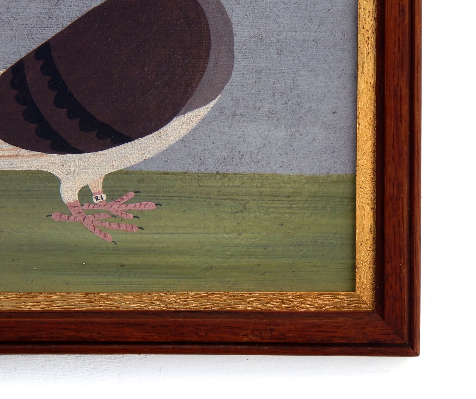 Naïve Folk Art Racing Pigeon Painting By Matt Rix In Antique Oak Frame photo buy