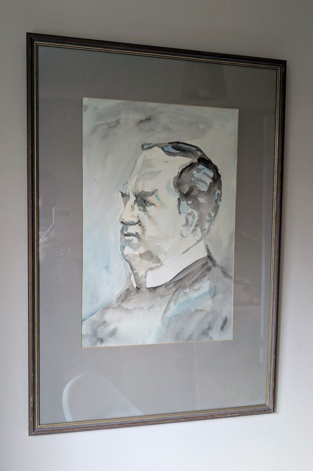 Large Mid 20th Century Figurative Portrait Watercolour Painting Style Of Kramer photo Art