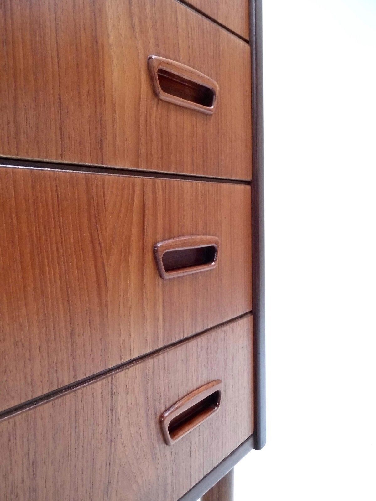 Danish Teak Tallboy Chest Of Drawers Sculptured Recessed Handles Midcentury 1960s photo Furniture